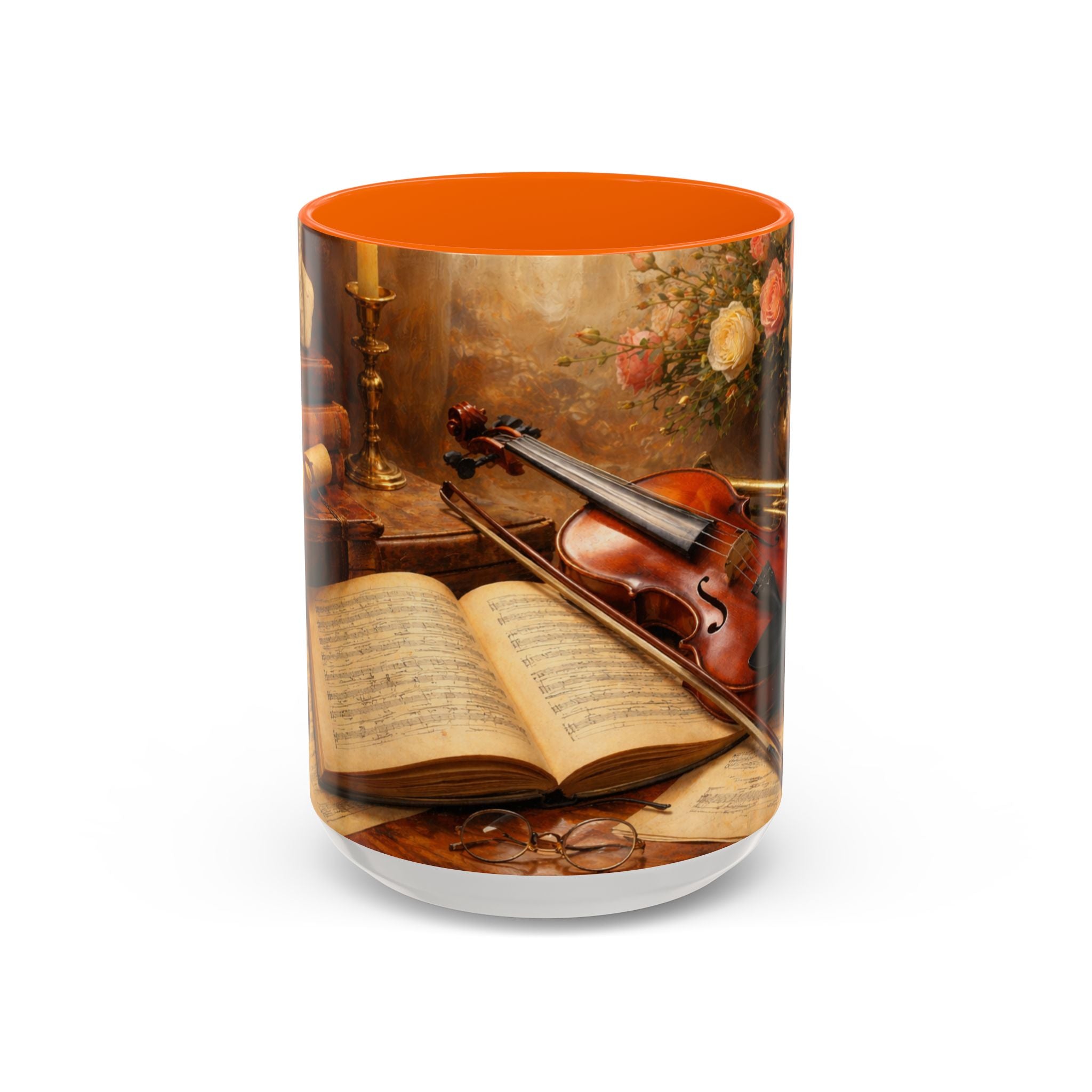 Classical Music Coffee Mug – Classical Music Floral Design (11/15 oz)