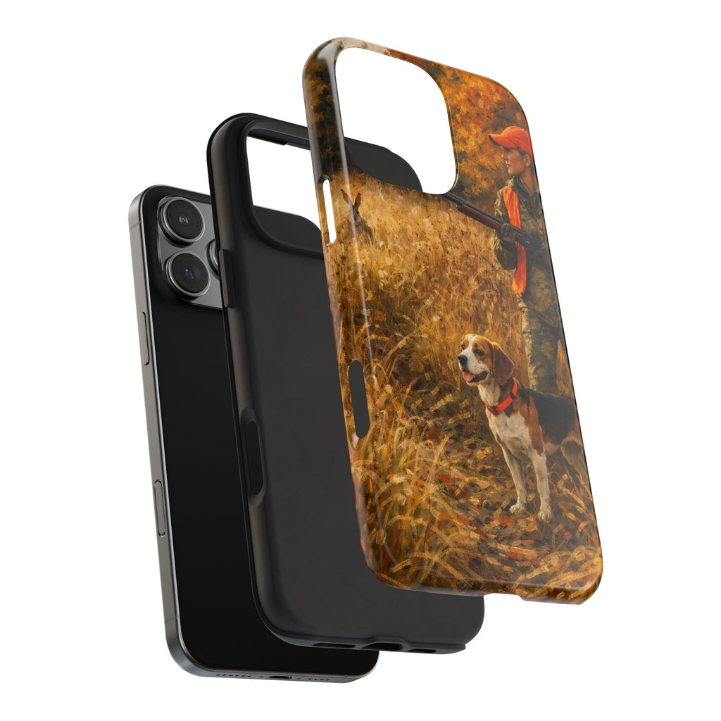 Hunting Scene Tough Phone Case — Hunter & Beagle Autumn Field Protective Cover