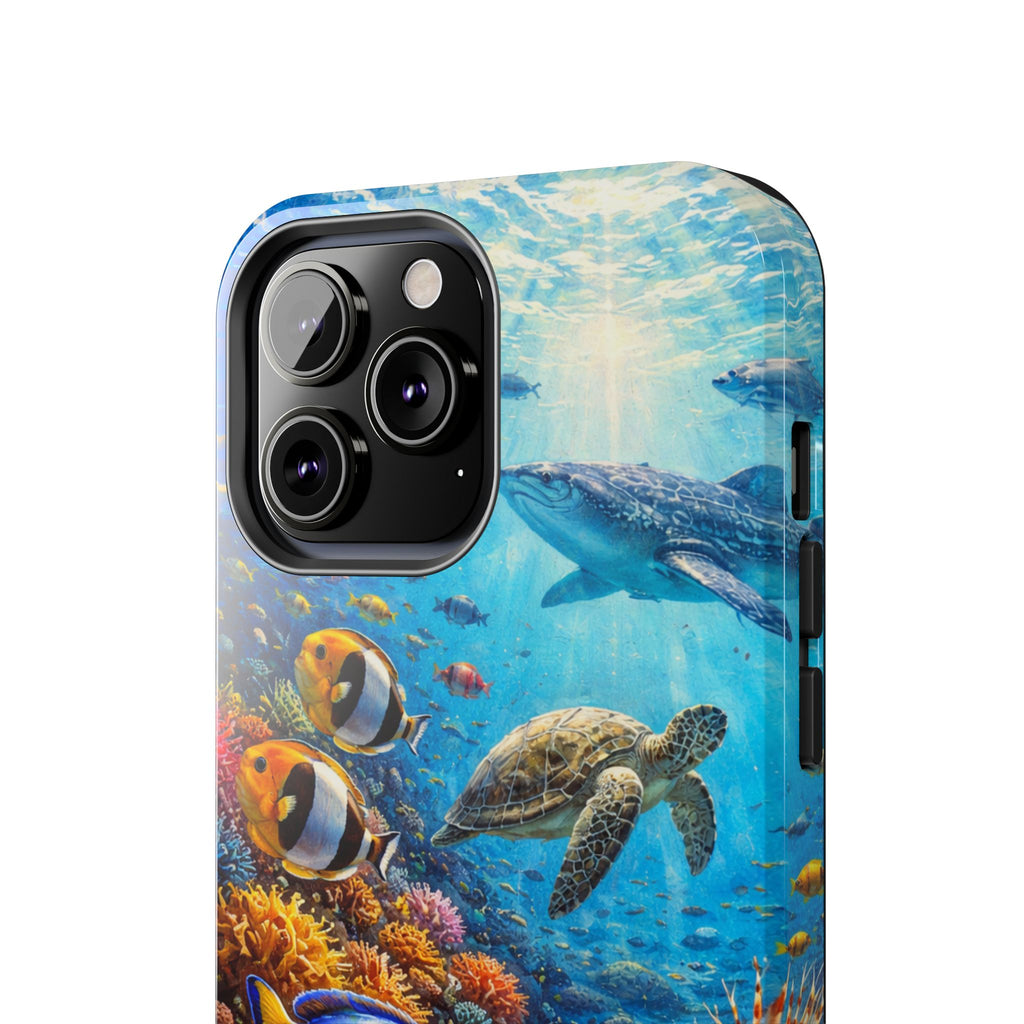 Ocean Reef Tough Phone Case — Colorful Sea Turtle & Tropical Fish Design