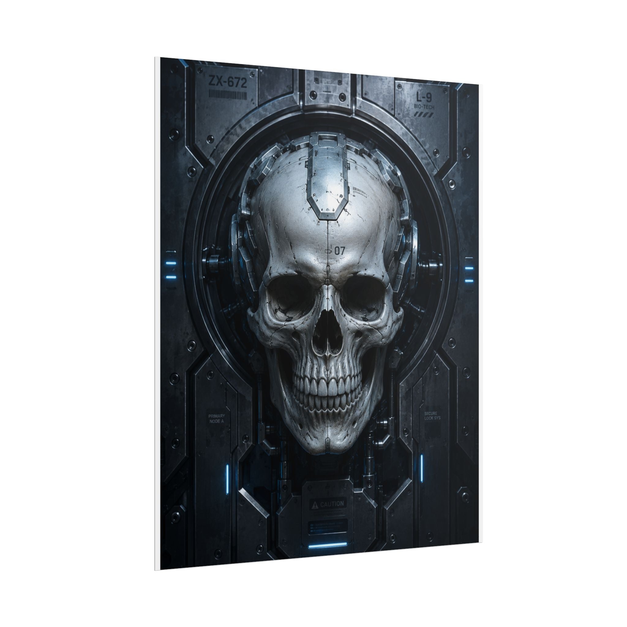Cyber Skull Poster — Futuristic Sci‑Fi Skull Wall Art (Rolled Poster)