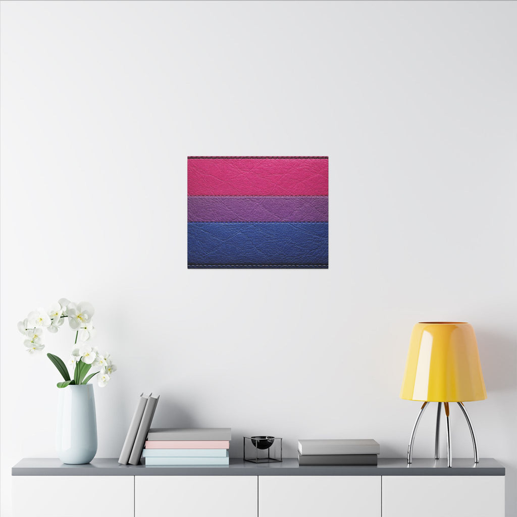Bisexual Pride Flag Canvas Wall Art — Leather Patch Style Matte Print