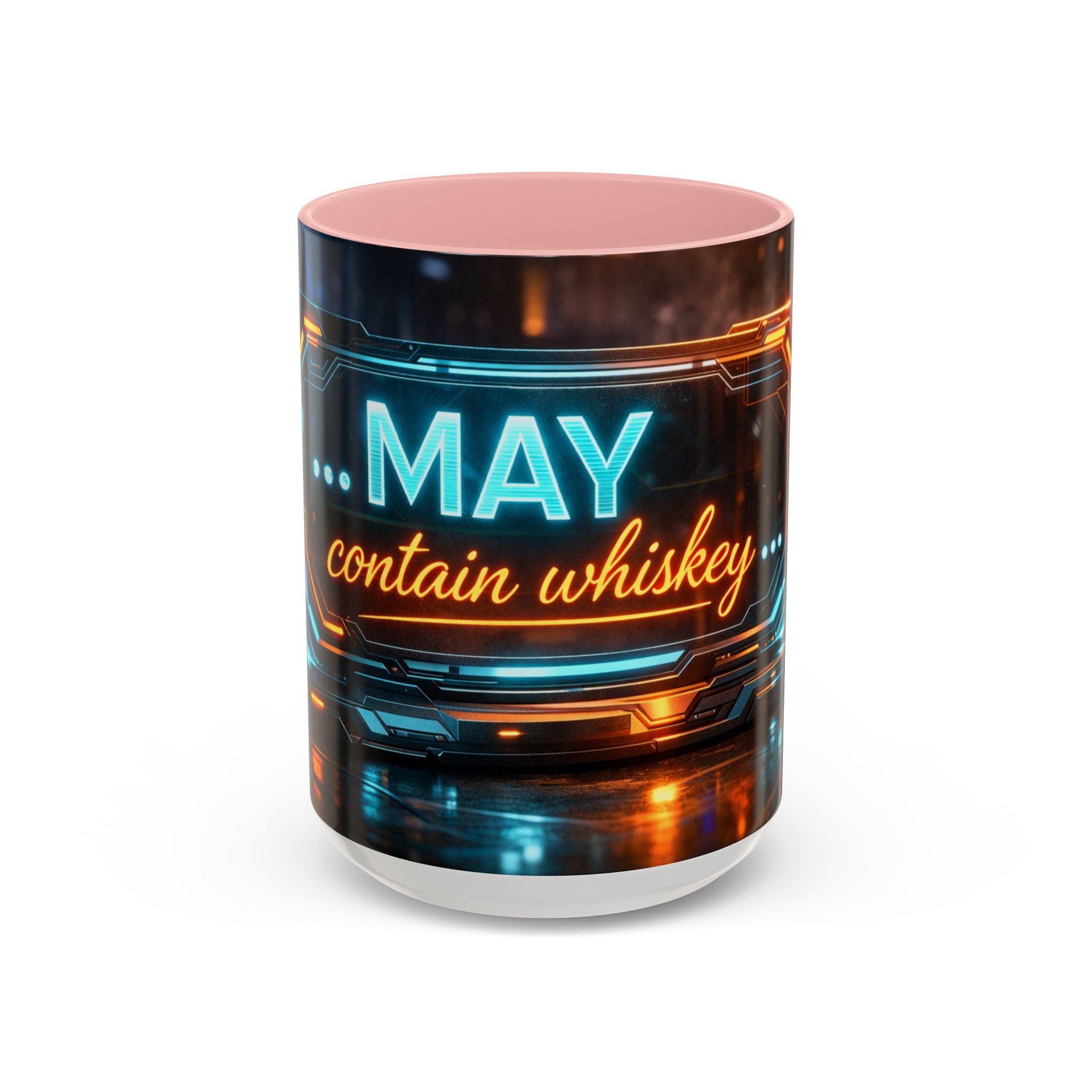 Coffee Mug — Neon Sign “May Contain Whiskey” Accent Mug (11/15 oz)
