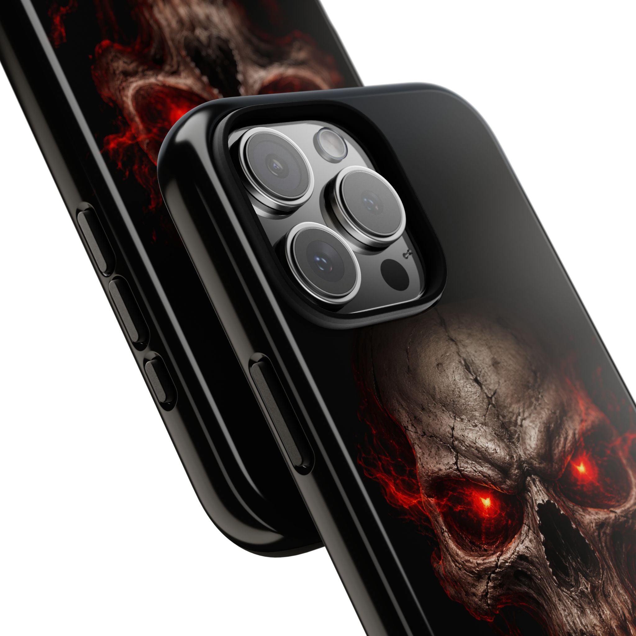 Flaming Skull Tough Case — Heavy-Duty Phone Case with Red-Eye Skull Design