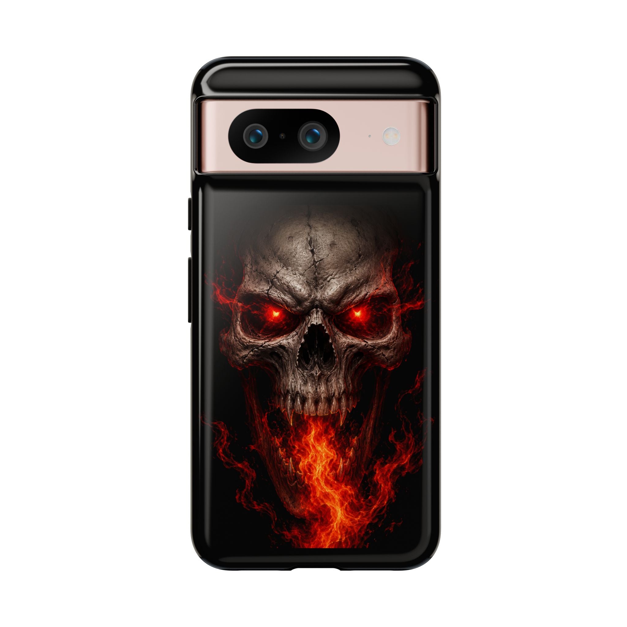Flaming Skull Tough Case — Heavy-Duty Phone Case with Red-Eye Skull Design