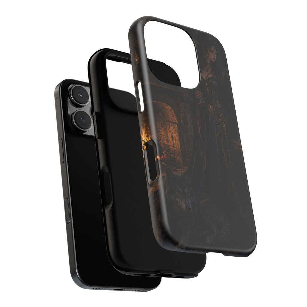 Gothic Witch Phone Case — Dark Fantasy Wolf & Fireplace Tough Case