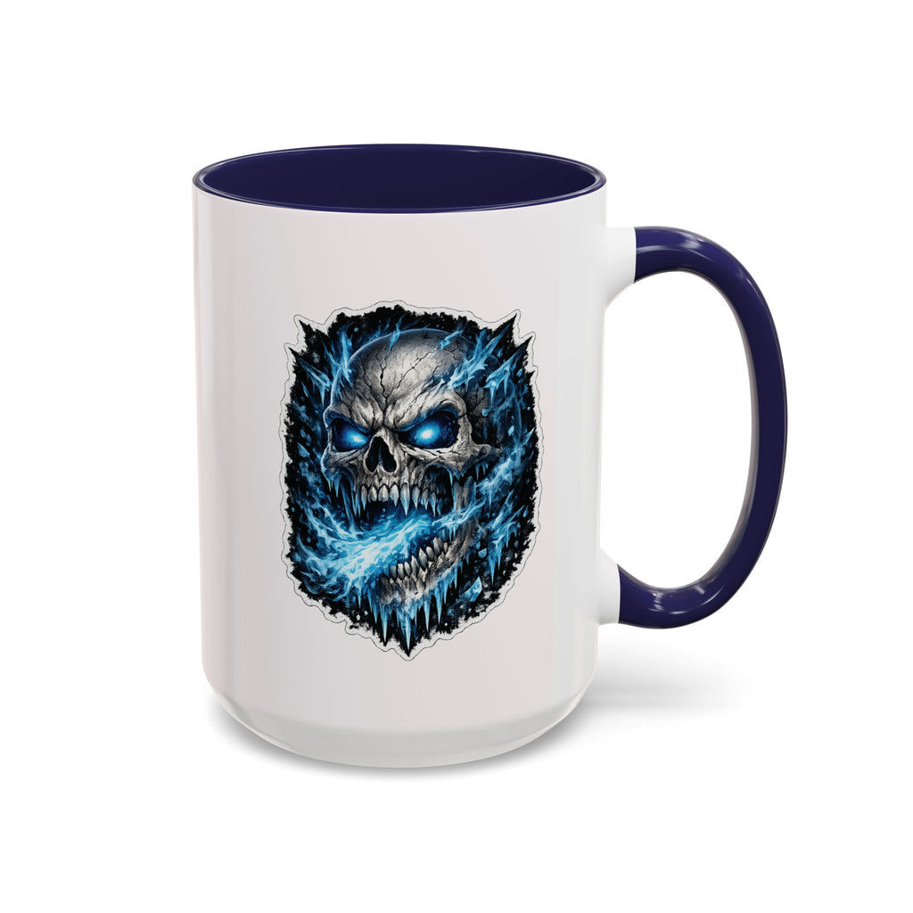 Blue Lightning Skull Accent Coffee Mug – Gothic Horror Coffee Cup (11/15oz)