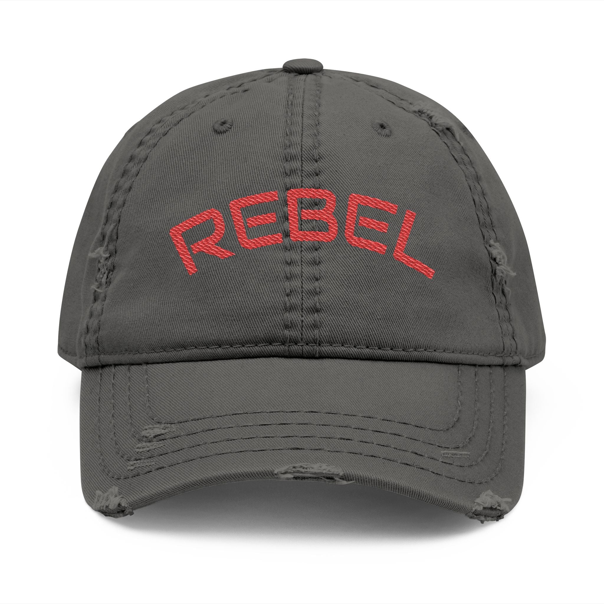 Rebel Distressed Dad Hat — Embroidered Cotton Baseball Cap
