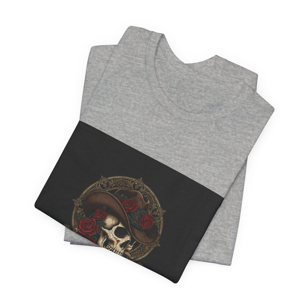 Ride or Die Skull Cowboy Tee | western skull art, gothic Americana