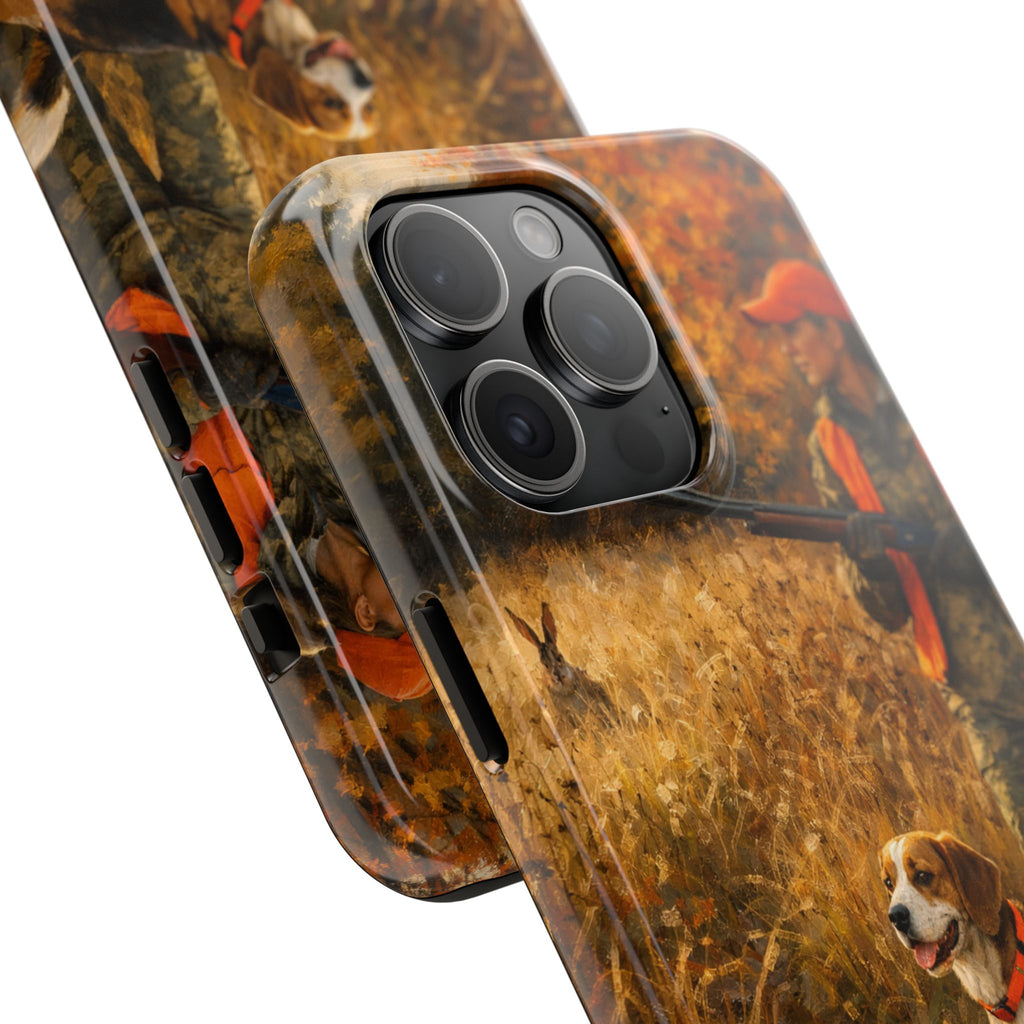 Hunting Scene Tough Phone Case — Hunter & Beagle Autumn Field Protective Cover