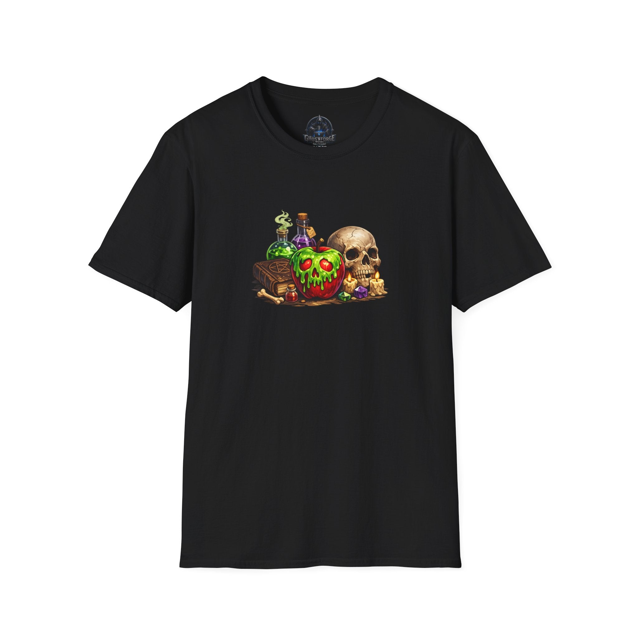 Poison Apple & Skull T-Shirt — Witchy Potions Gothic Tee