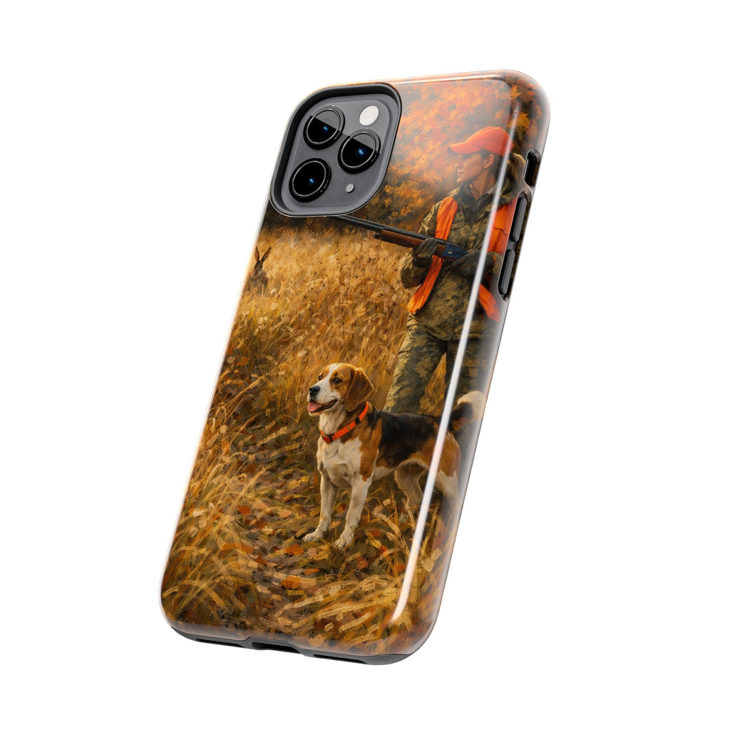 Hunting Scene Tough Phone Case — Hunter & Beagle Autumn Field Protective Cover