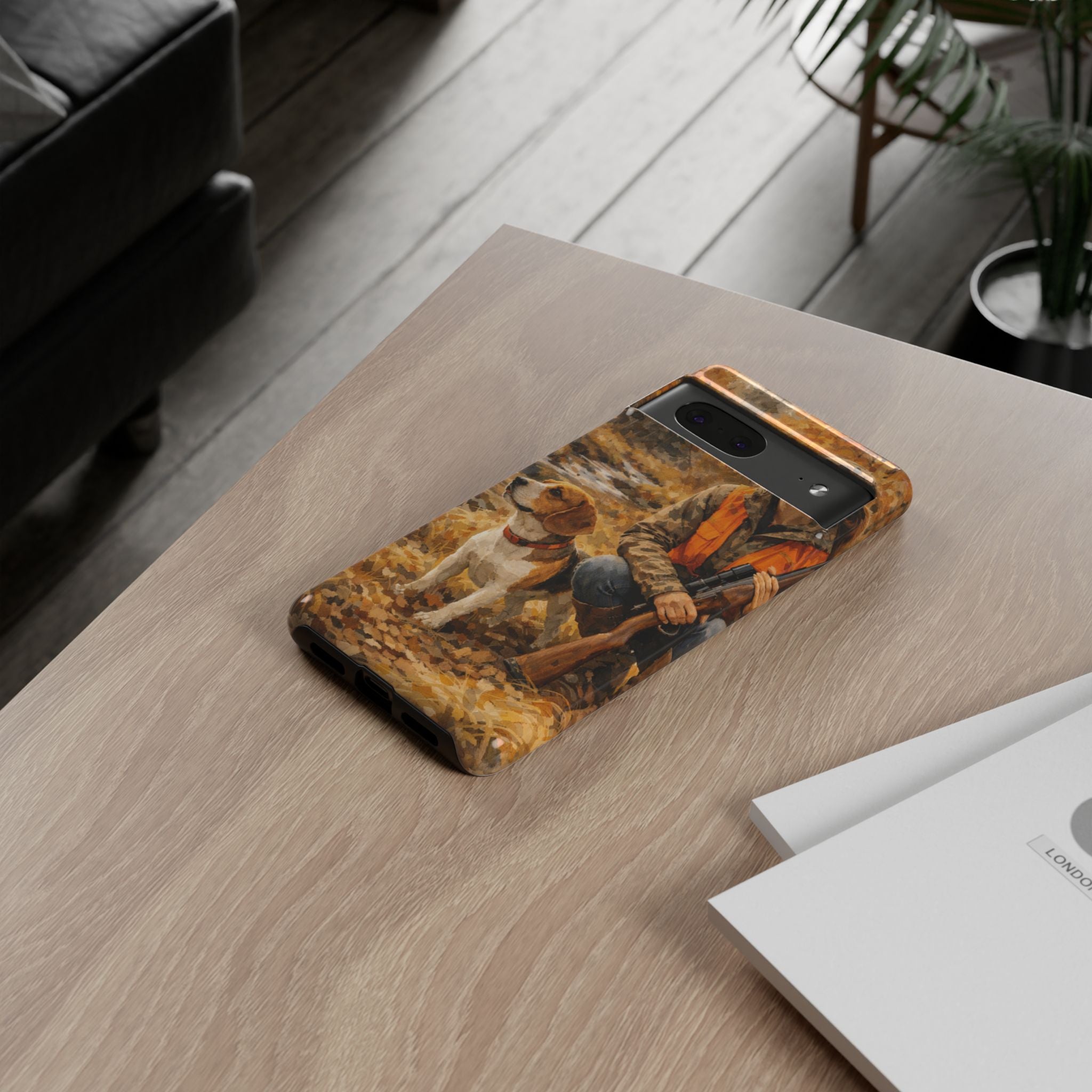 Hunter and Beagle Phone Case — Hunting Dog Autumn Camouflage iPhone Cover
