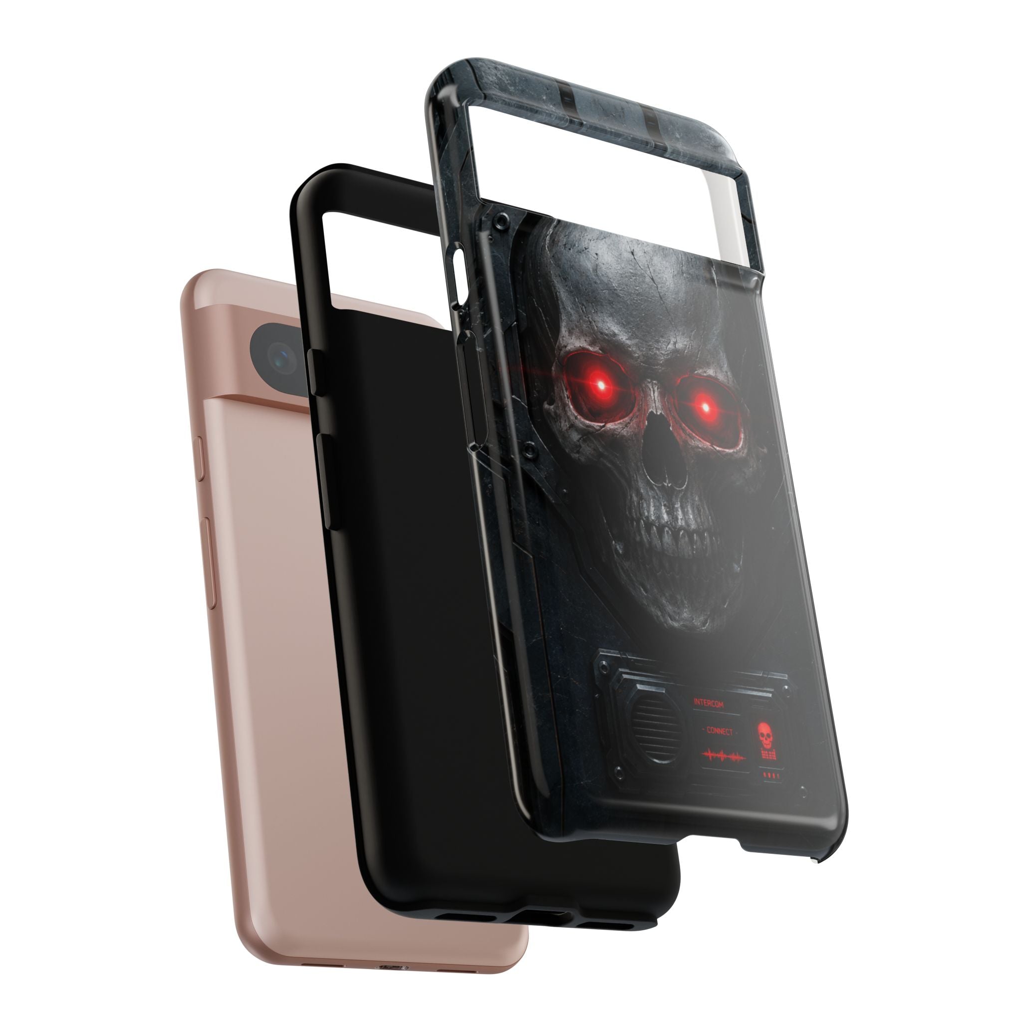 Skull Sentinel Phone Case — Red-Eyed Tactical Skull Protective Case