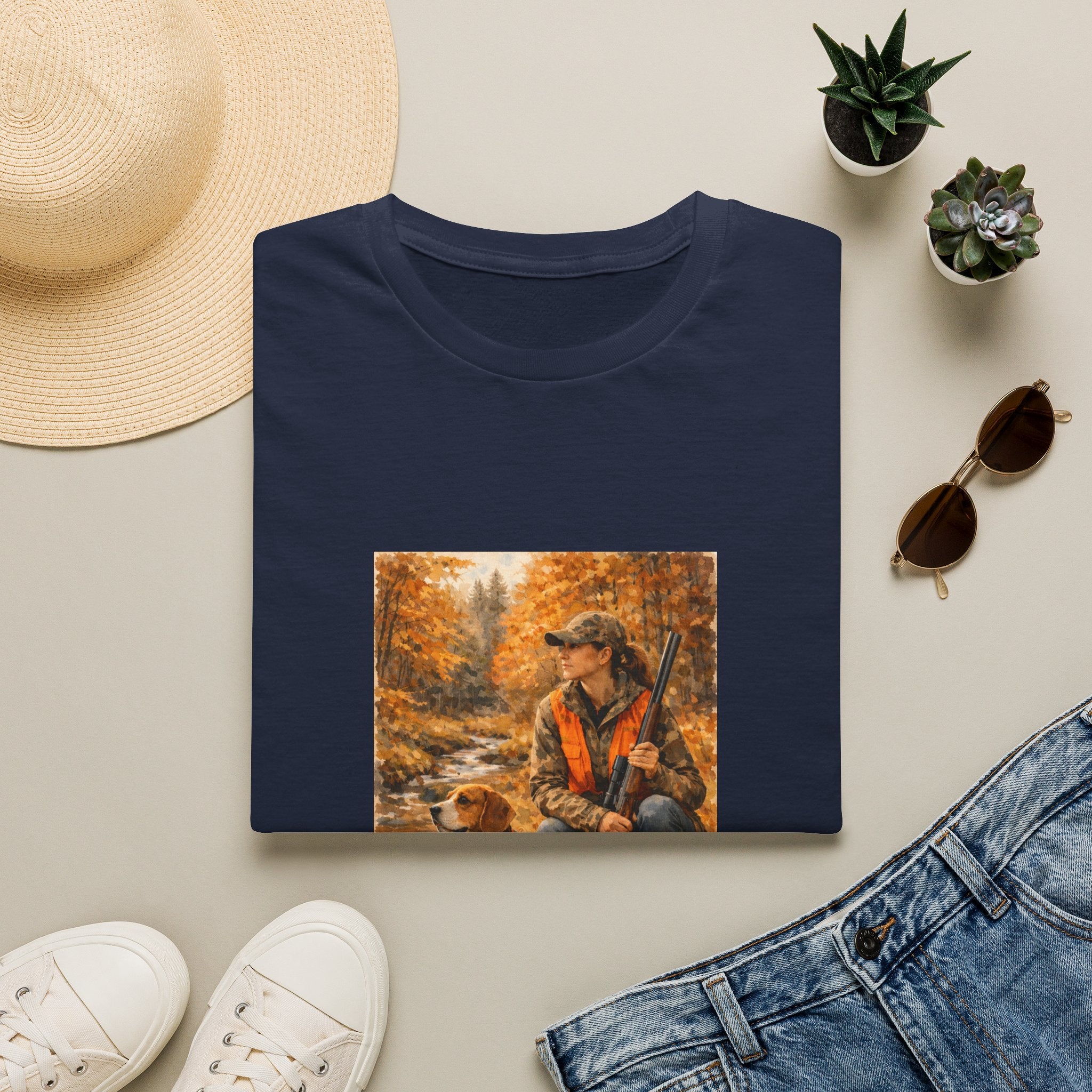 Hunting With Dog Tee — Autumn Camouflage Retriever Forest Shirt