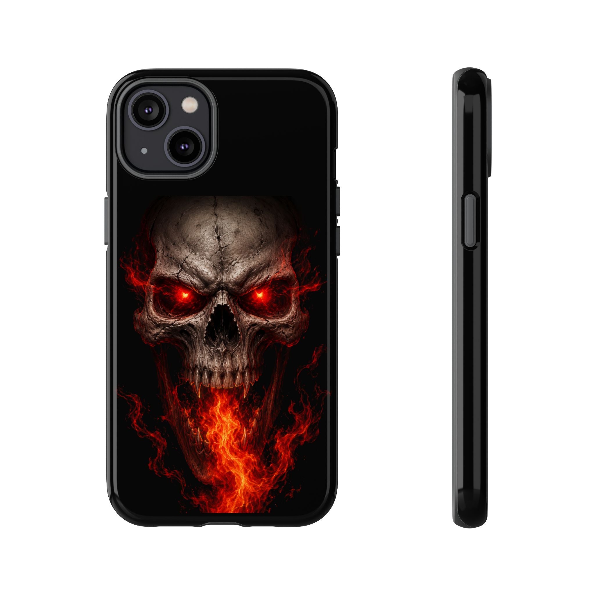 Flaming Skull Tough Case — Heavy-Duty Phone Case with Red-Eye Skull Design