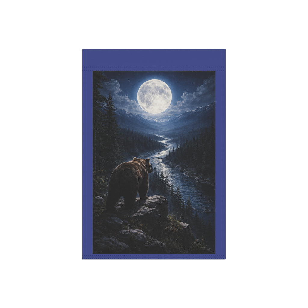 Garden Flag — Moonlit Bear Night Scenic Garden Banner