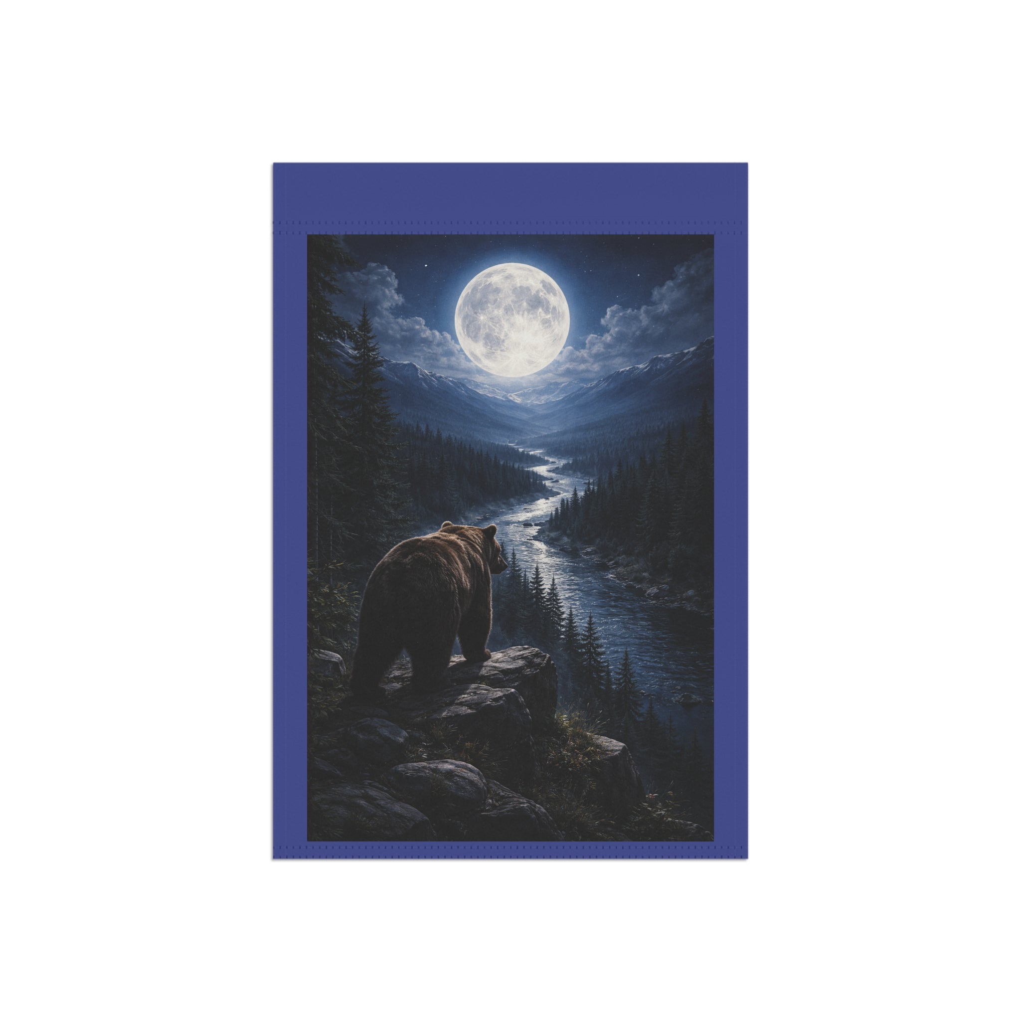 Garden Flag — Moonlit Bear Night Scenic Garden Banner