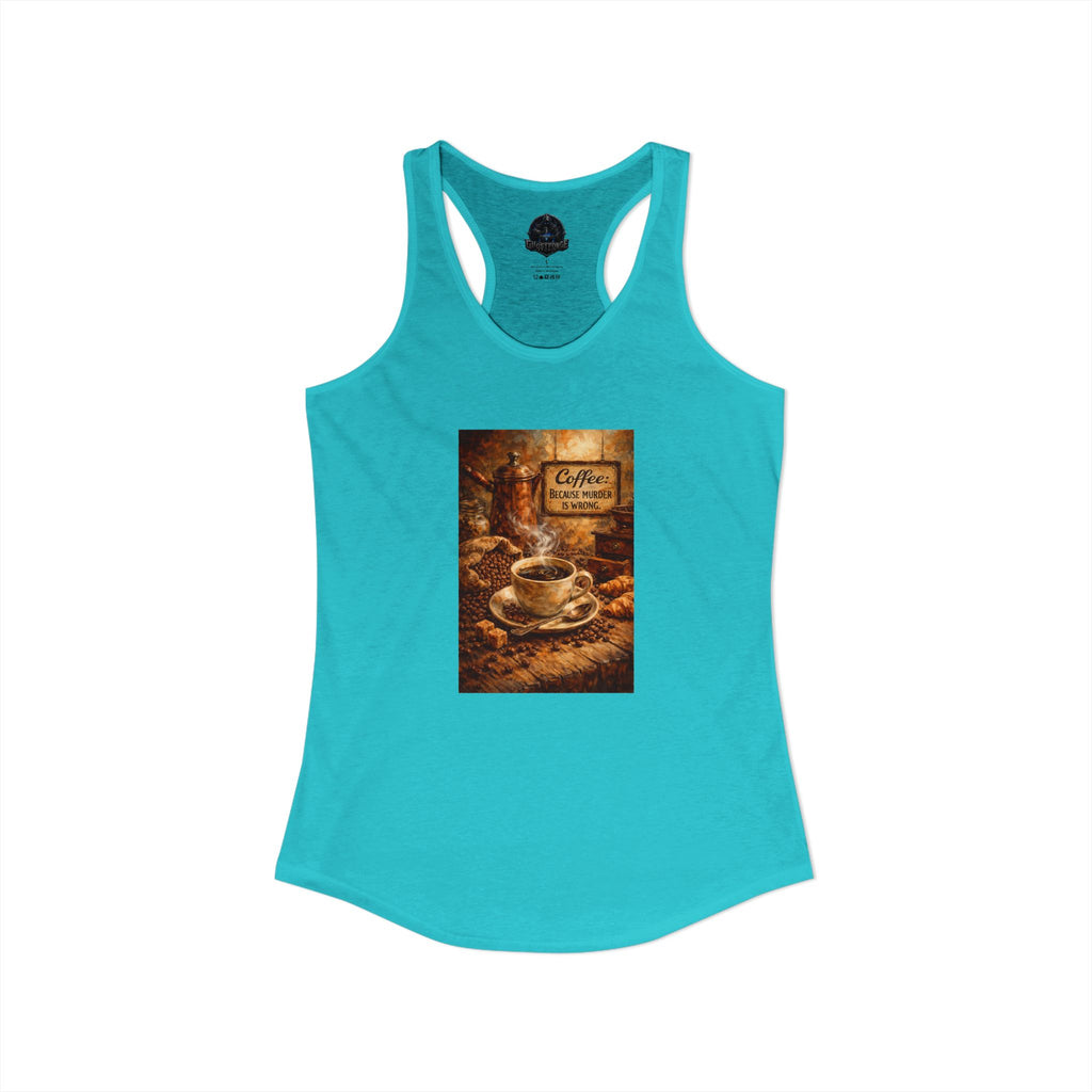 Women's Ideal Racerback Tank - "Coffee B/c Murder is wrong"