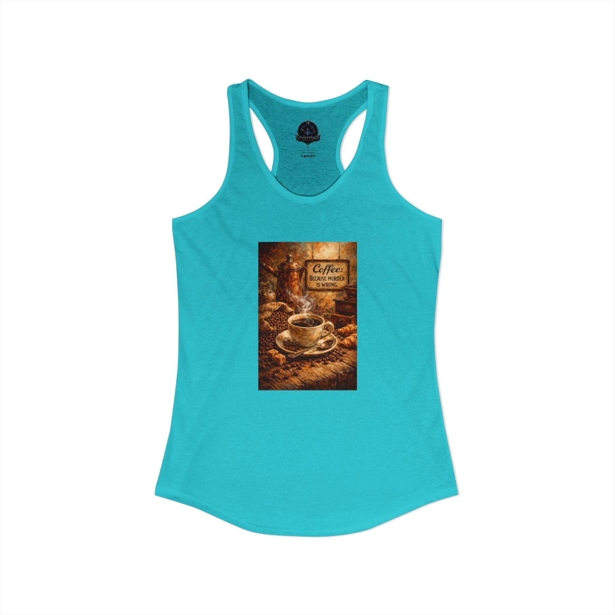 Women's Ideal Racerback Tank - "Coffee B/c Murder is wrong"