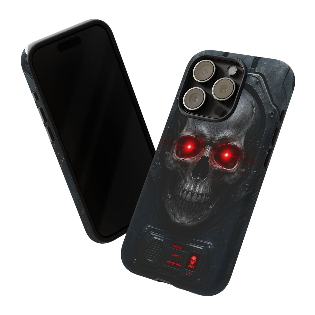 Skull Sentinel Phone Case — Red-Eyed Tactical Skull Protective Case