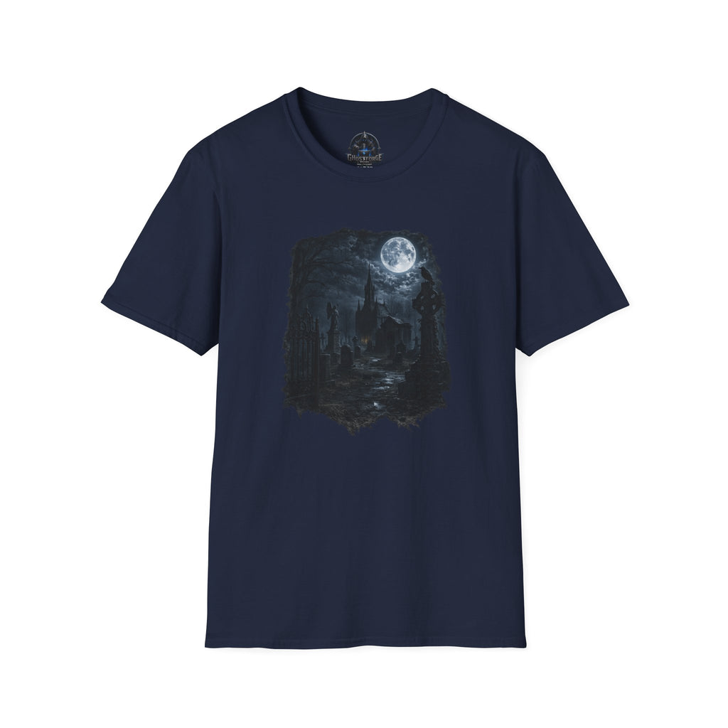 Moonlit Graveyard T‑Shirt — Gothic Night Sky Graphic Tee