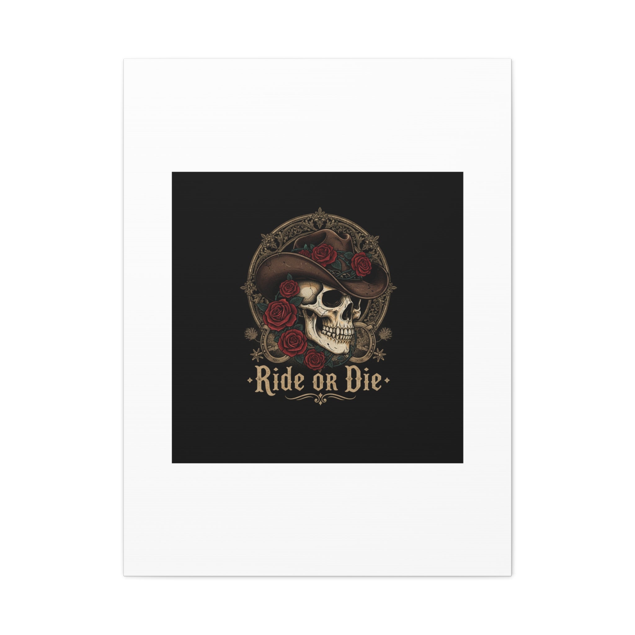 Ride or Die Skull Canvas | Western Skull Art, Gothic Americana