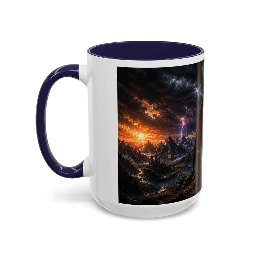 Dragon Coffee Mug — Dark Fantasy Red-Eyed Dragon Accent Mug (11/15oz)