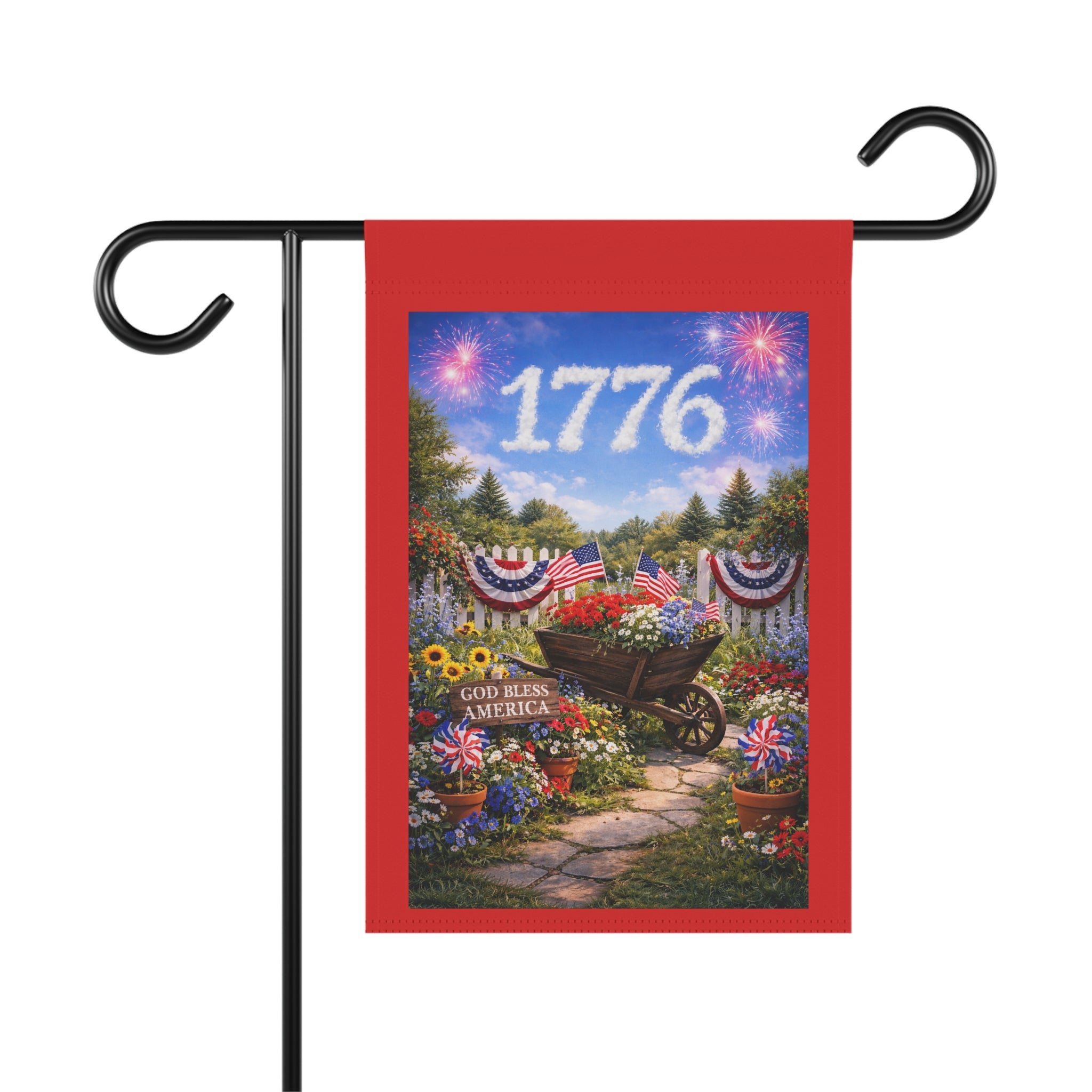 1776 Patriotic Garden Flag — God Bless America Outdoor Banner