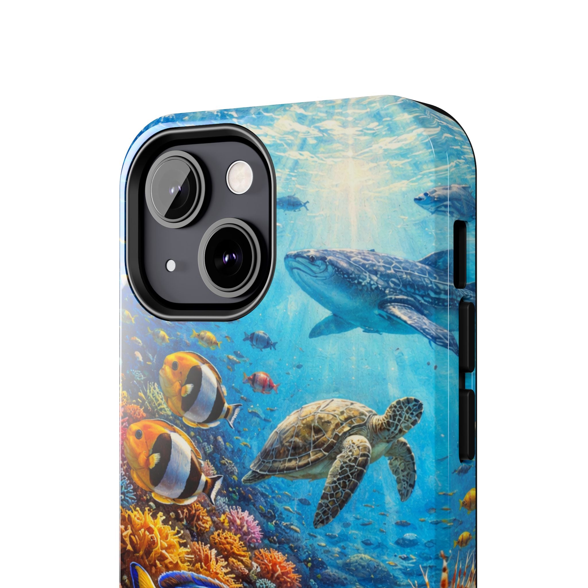 Ocean Reef Tough Phone Case — Colorful Sea Turtle & Tropical Fish Design