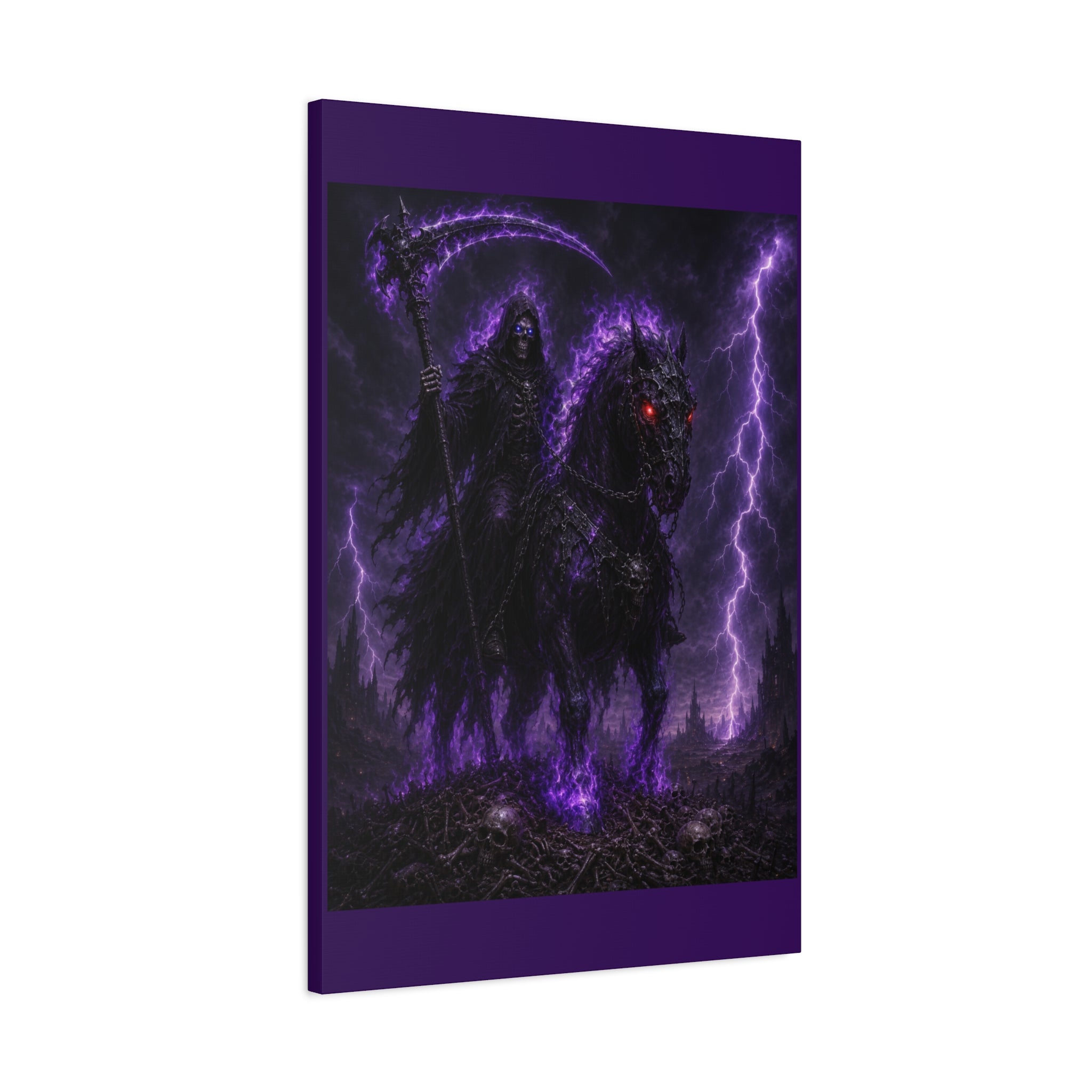Dark Reaper on Shadow Steed Matte Canvas Print — Gothic Wall Art