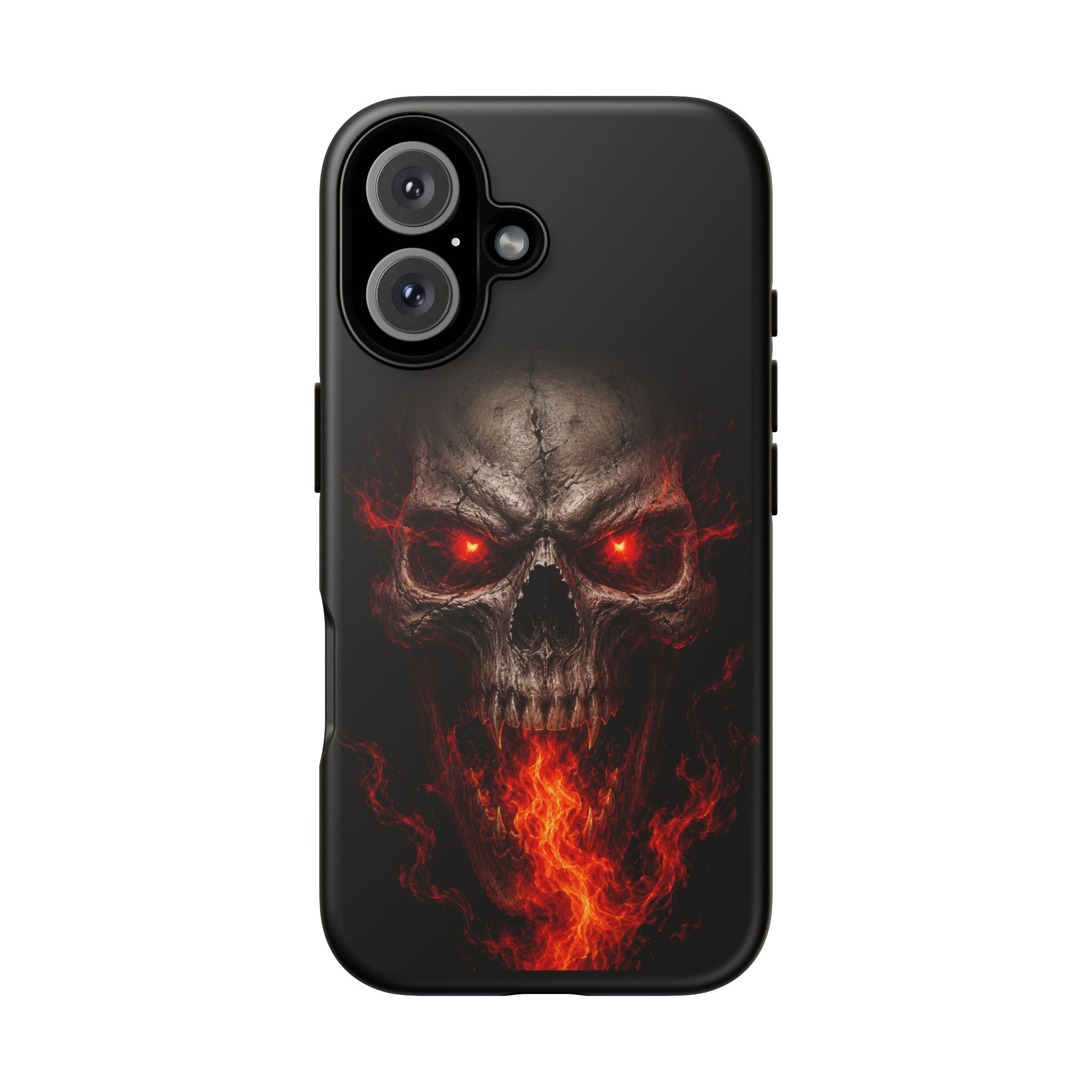 Flaming Skull Tough Case — Heavy-Duty Phone Case with Red-Eye Skull Design