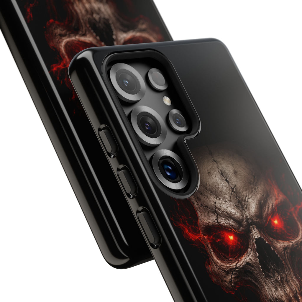 Flaming Skull Tough Case — Heavy-Duty Phone Case with Red-Eye Skull Design