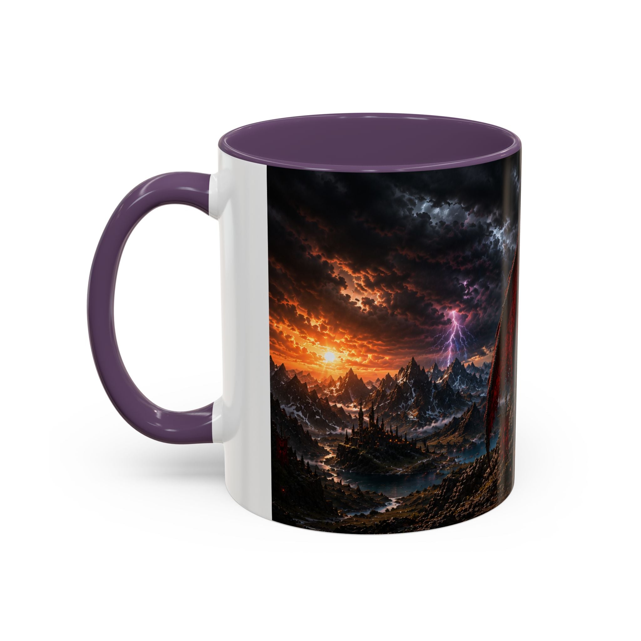 Dragon Coffee Mug — Dark Fantasy Red-Eyed Dragon Accent Mug (11/15oz)