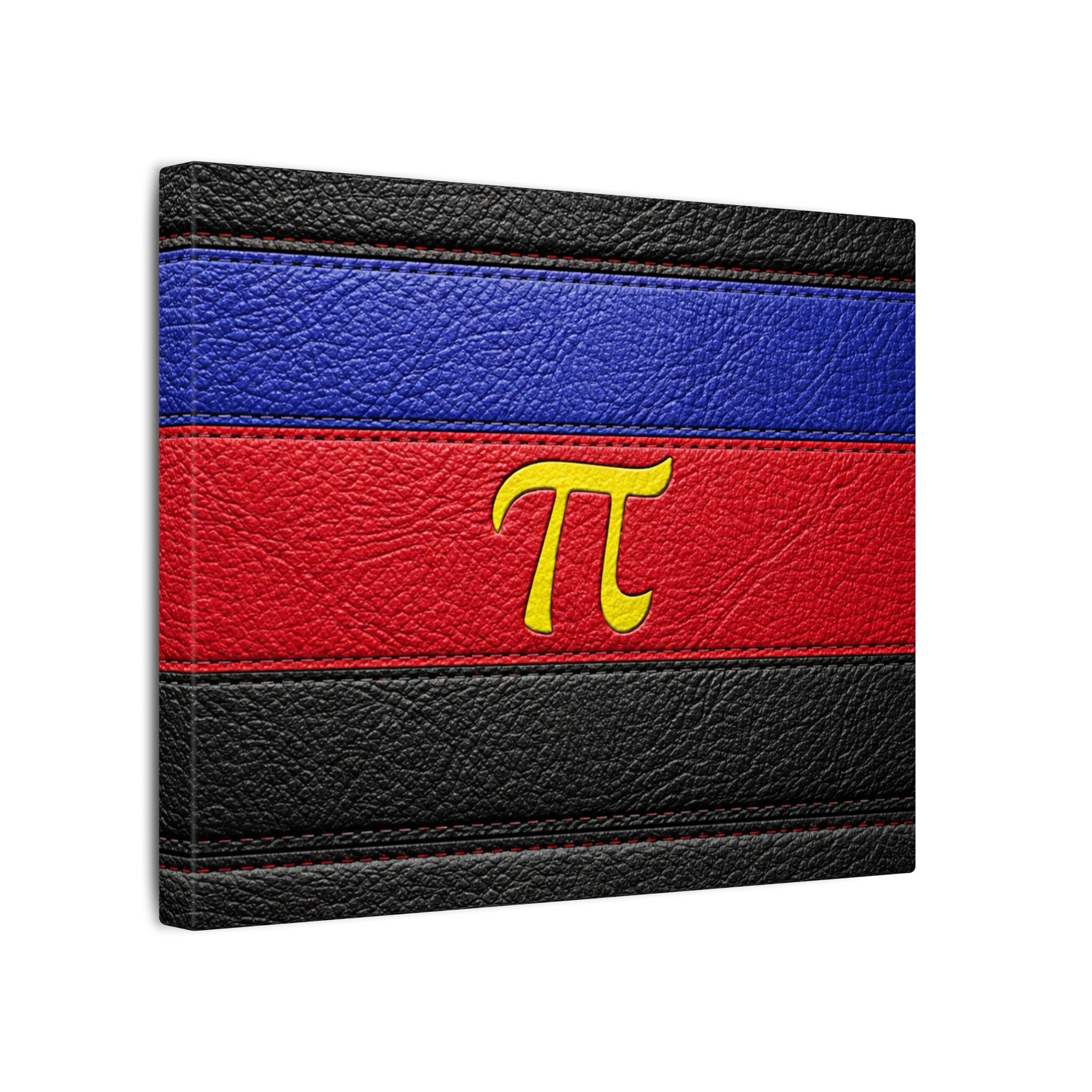 Polyamorous Symbol Leather Flag Canvas Print — Blue & Red Striped Matte Wall Art