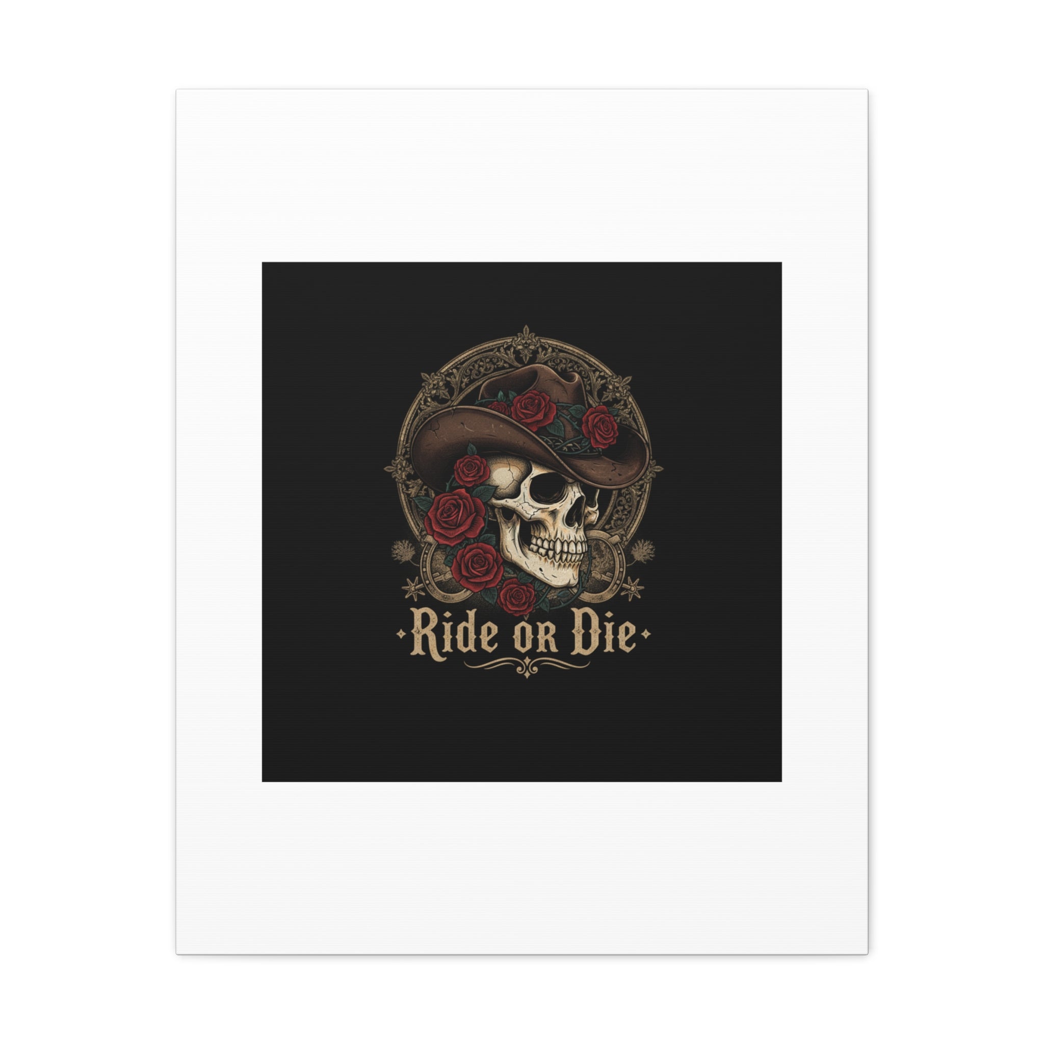 Ride or Die Skull Canvas | Western Skull Art, Gothic Americana