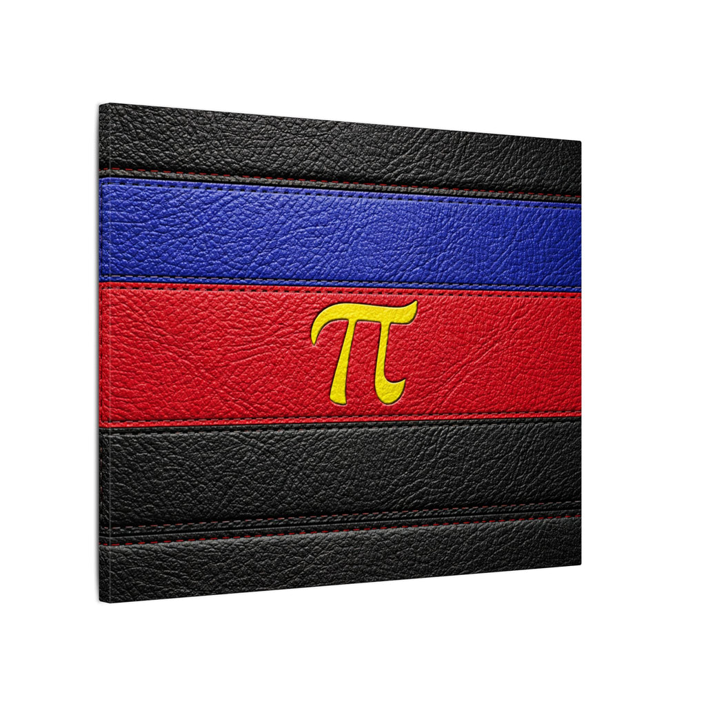 Polyamorous Symbol Leather Flag Canvas Print — Blue & Red Striped Matte Wall Art