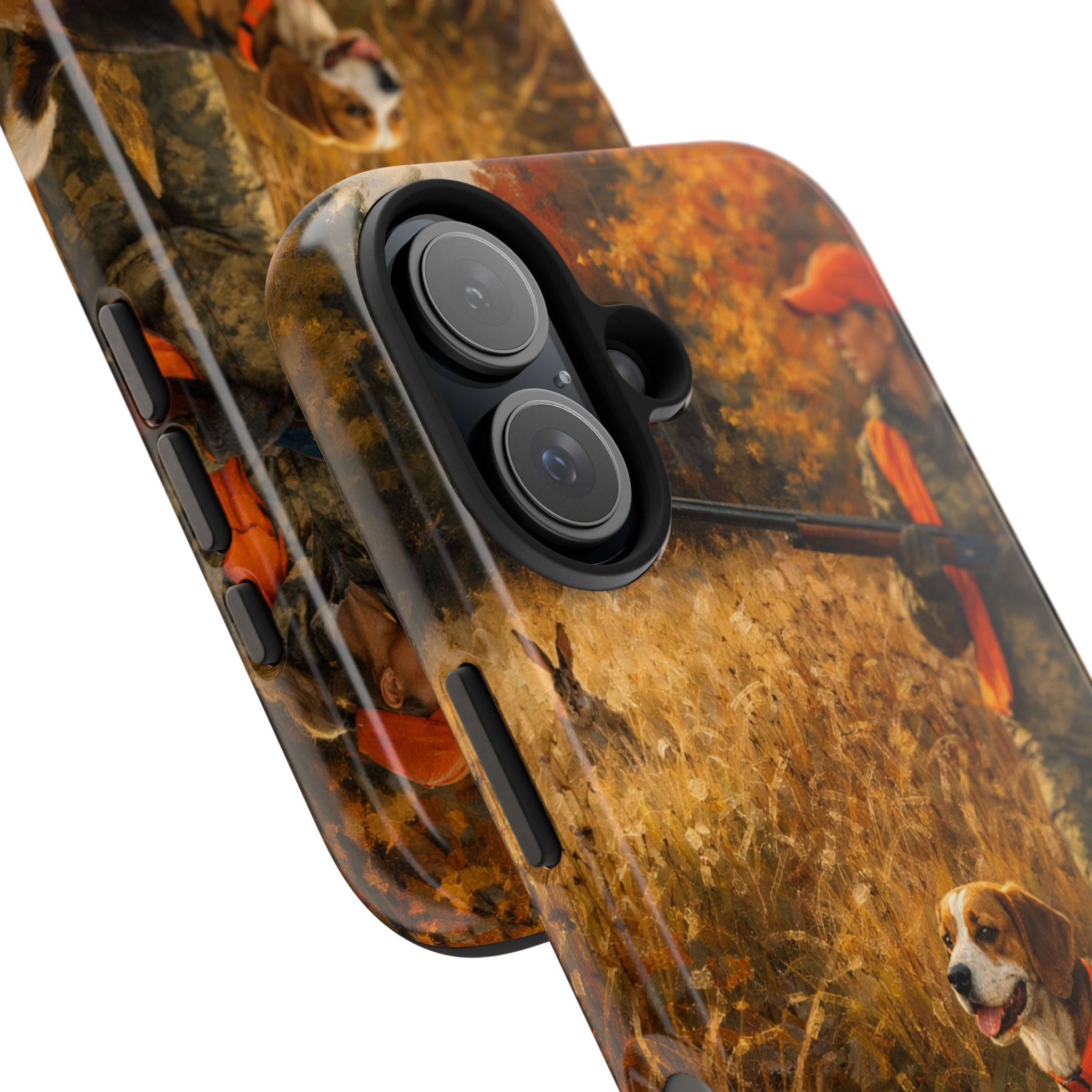 Hunting Scene Tough Phone Case — Hunter & Beagle Autumn Field Protective Cover