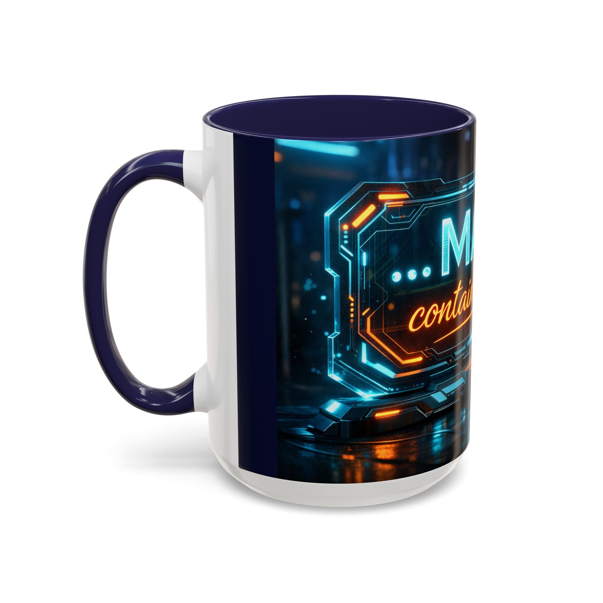 Coffee Mug — Neon Sign “May Contain Whiskey” Accent Mug (11/15 oz)