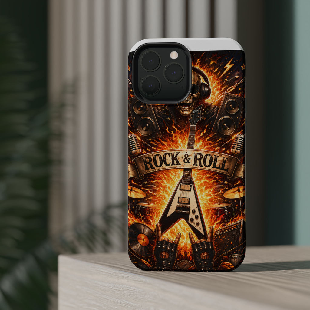 Rock & Roll Skull Guitar Phone Case — Magnetic Impact-Resistant