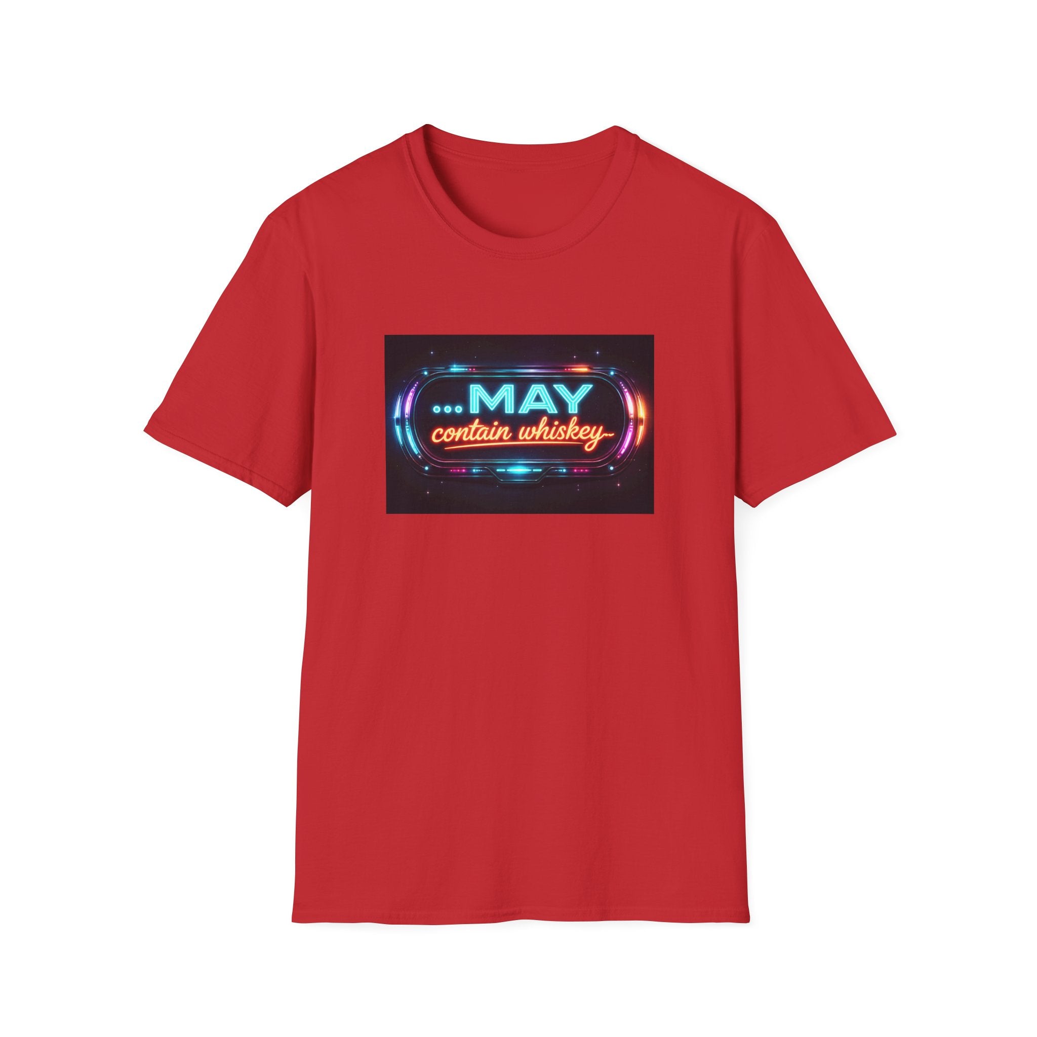 May Contain Whiskey T-Shirt – Funny Neon Retro Graphic Tee for Whiskey Lovers