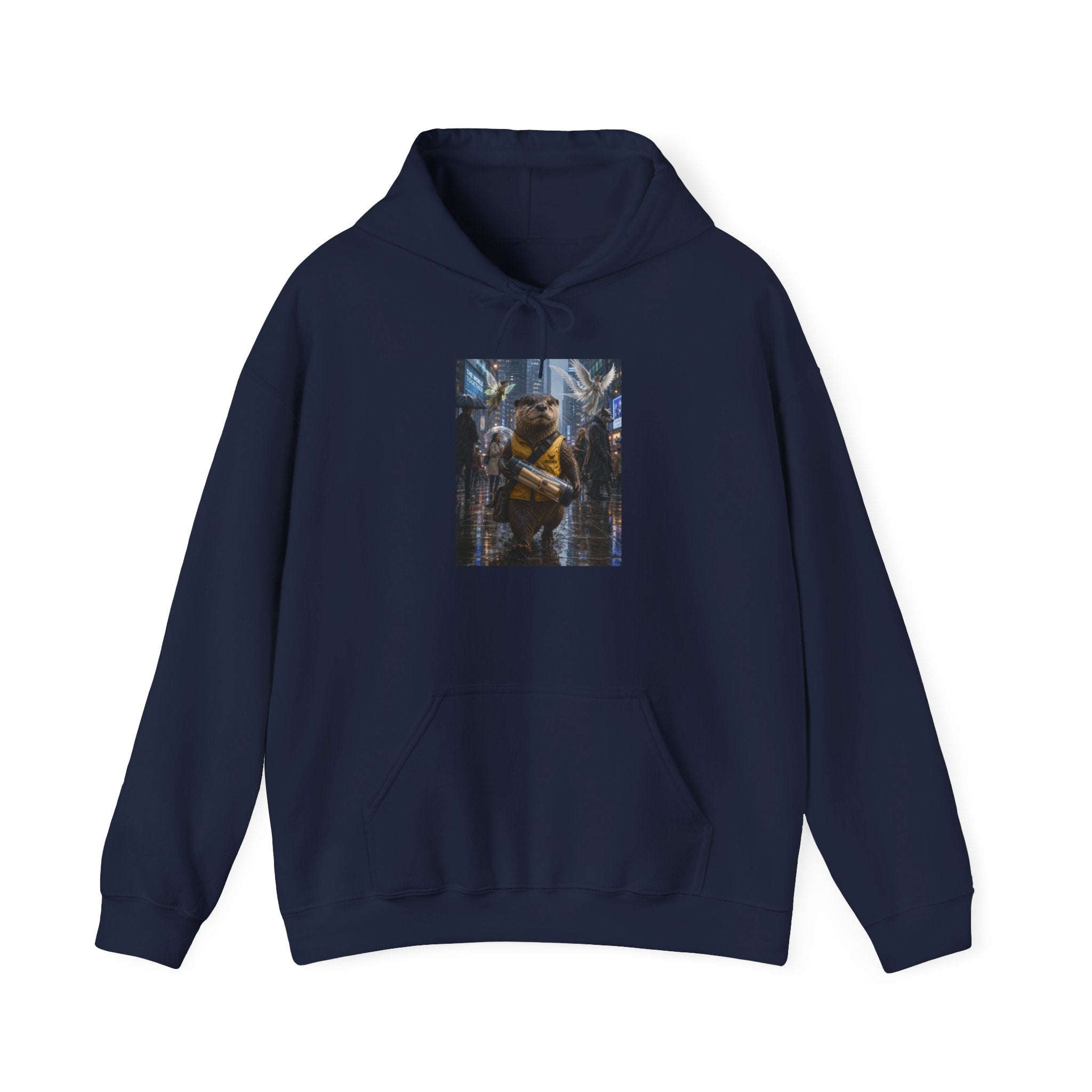 Messenger Otter Hoodie — Urban Wildlife Graphic Sweatshirt