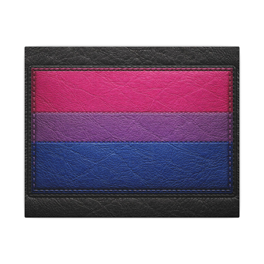 Bisexual Pride Flag Canvas Wall Art — Leather Patch Style Matte Print