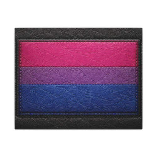 Bisexual Pride Flag Canvas Wall Art — Leather Patch Style Matte Print