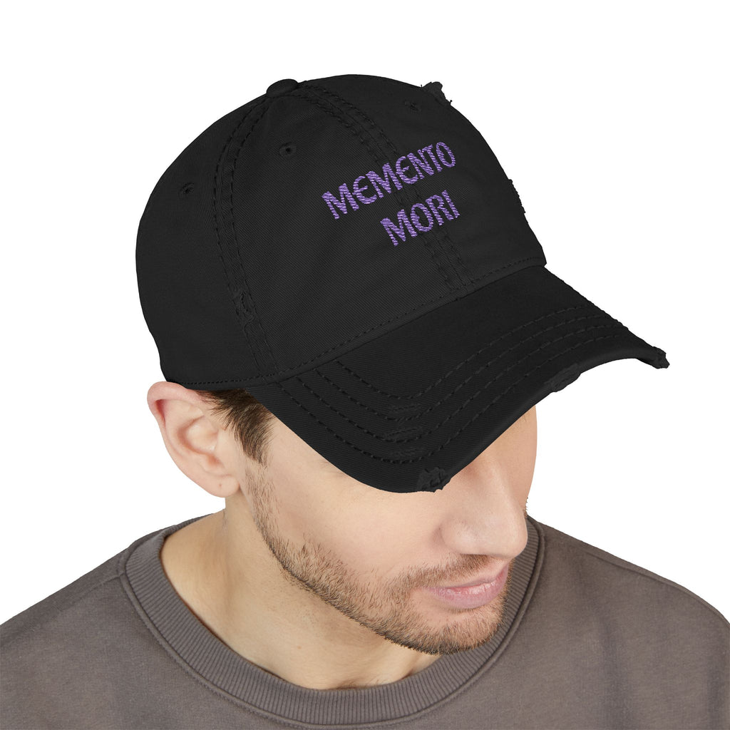 Memento Mori Embroidered Distressed Dad Hat