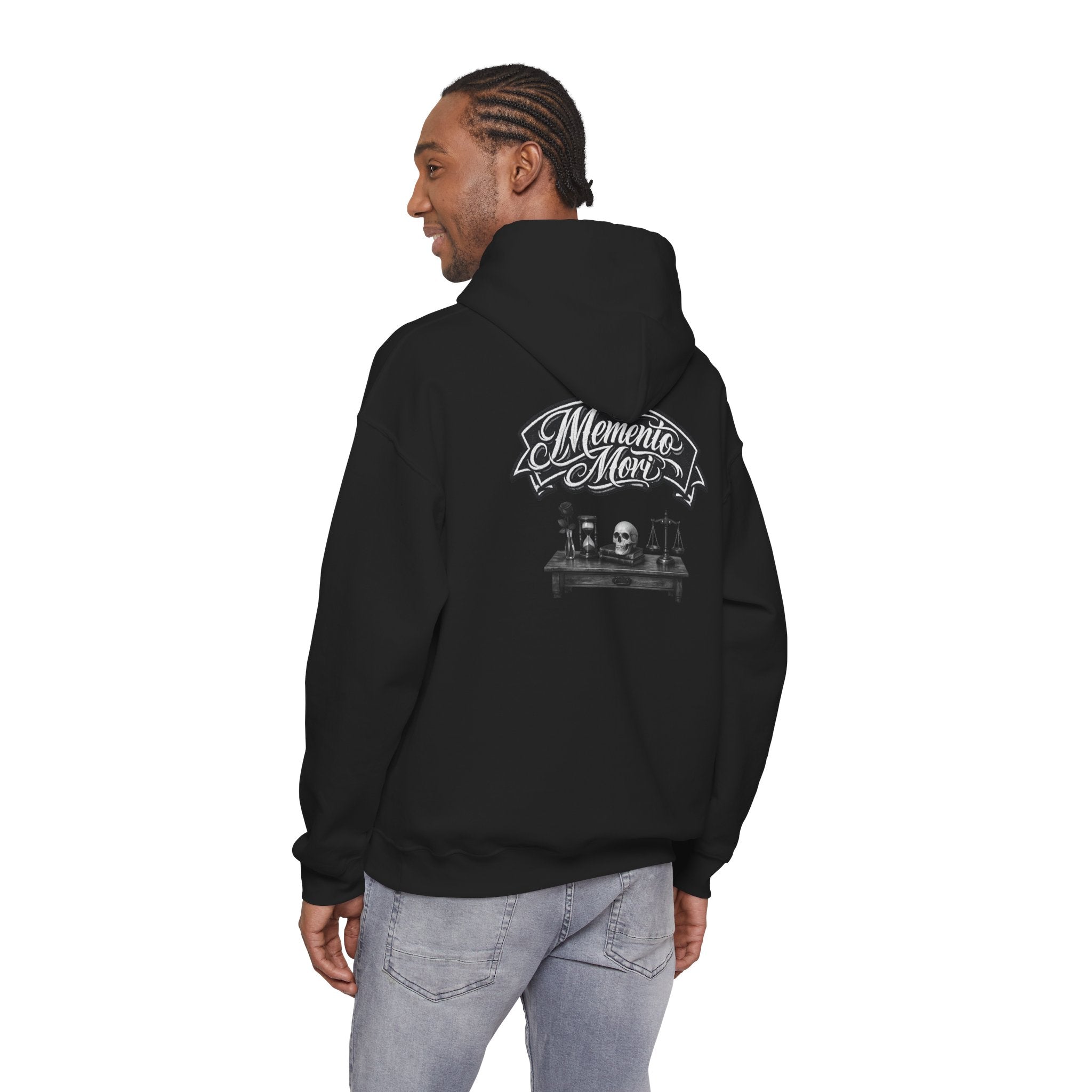Premium Hoodie — 'Memento Mori' Skull & Scales Graphic Hoodie