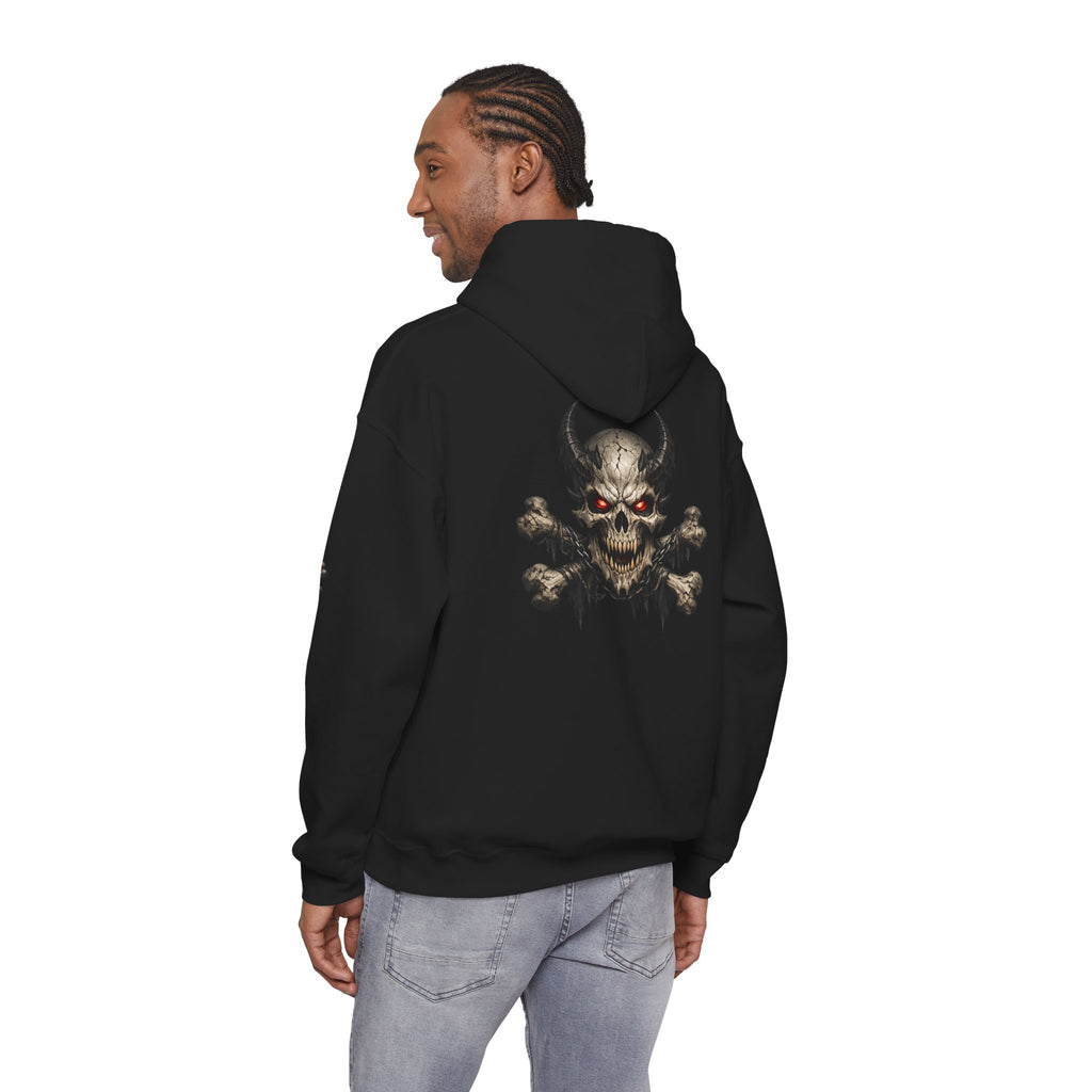 Premium Skull & Crossbones Hoodie — Red-Eyed Skull Graphic Pullover Hoodie