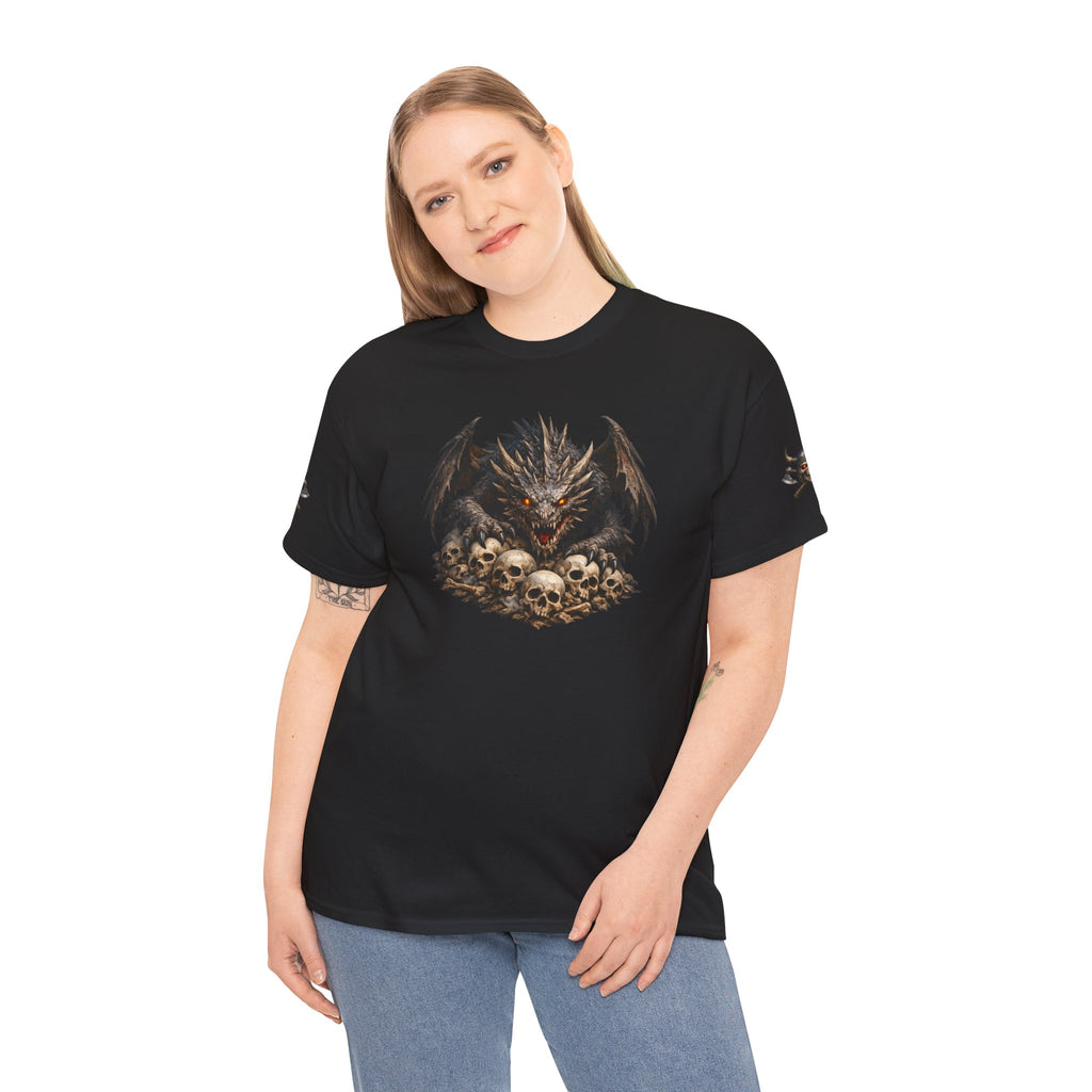 Premium Dragon Skull T-Shirt — Dark Fantasy Graphic Tee for Gothic & Metal Fans
