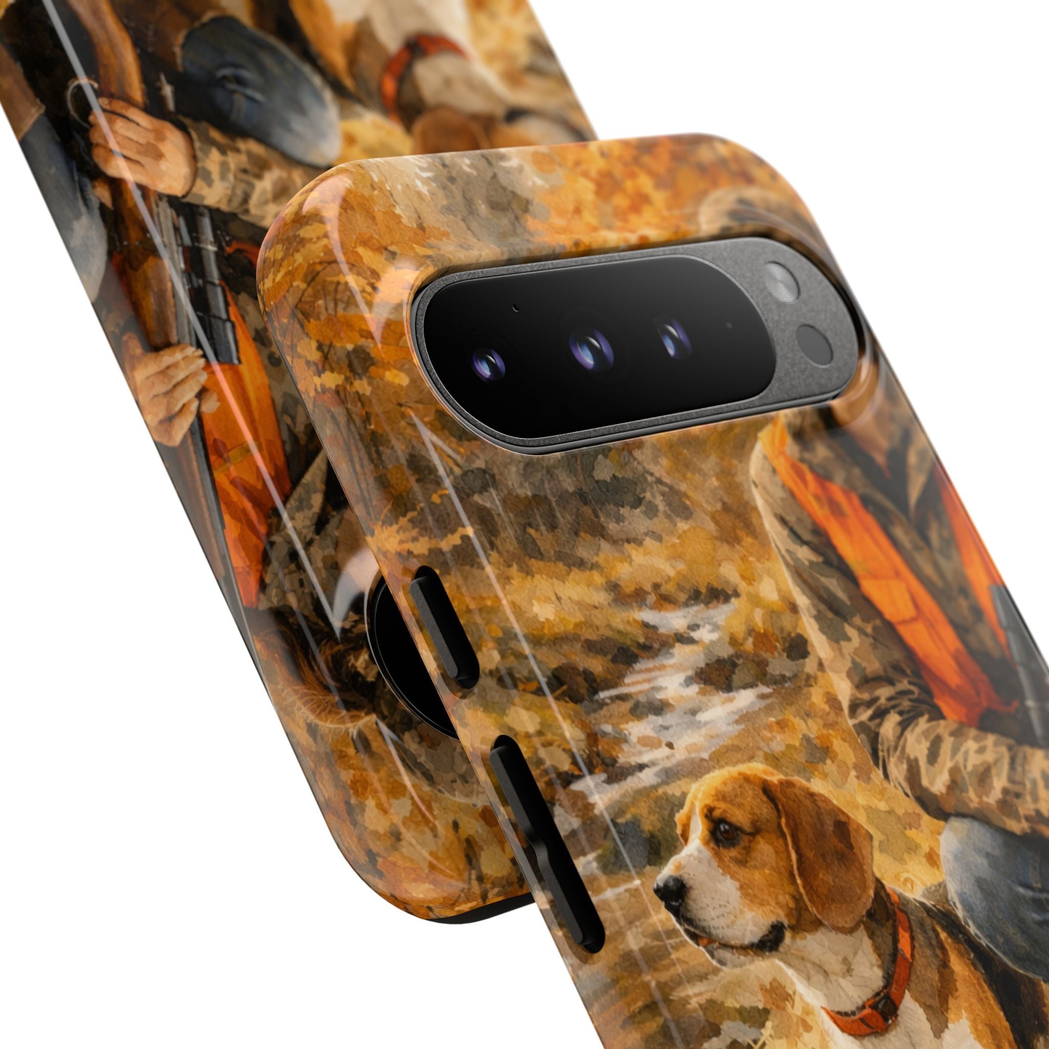 Hunter and Beagle Phone Case — Hunting Dog Autumn Camouflage iPhone Cover