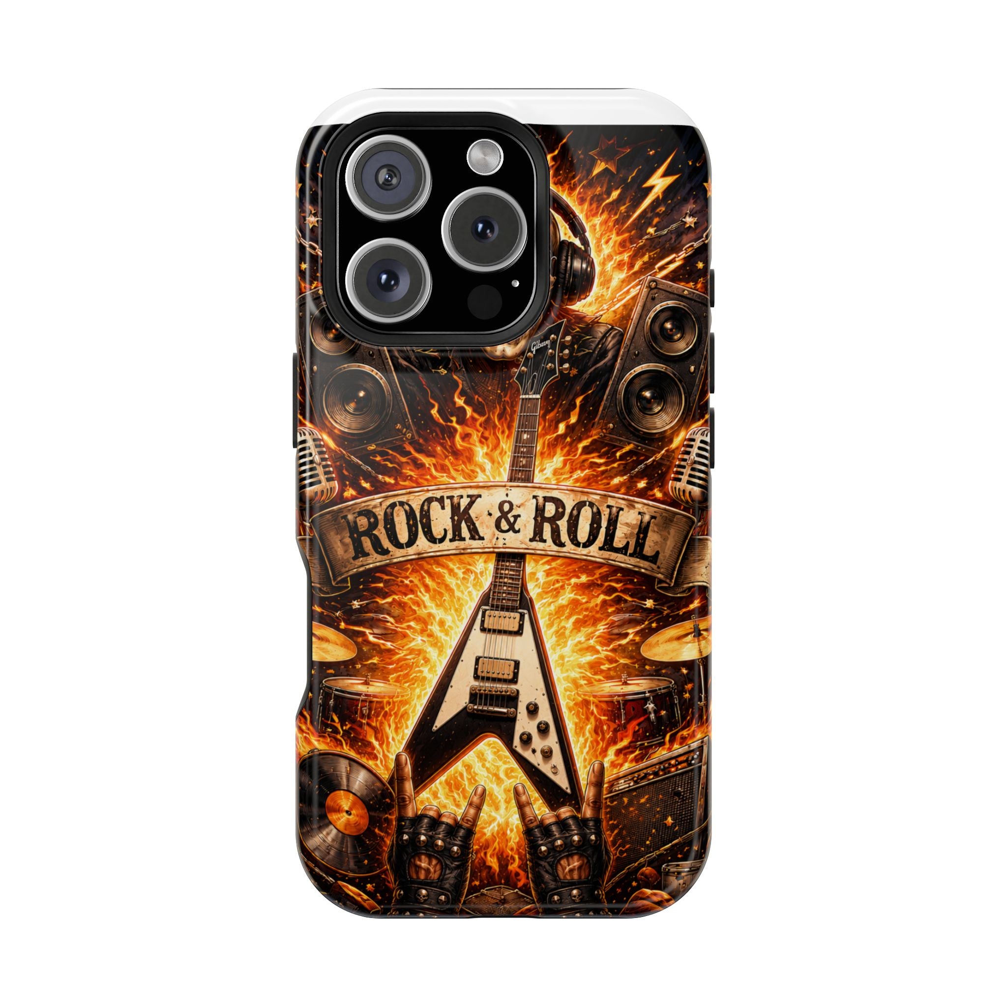 Rock & Roll Skull Guitar Phone Case — Magnetic Impact-Resistant