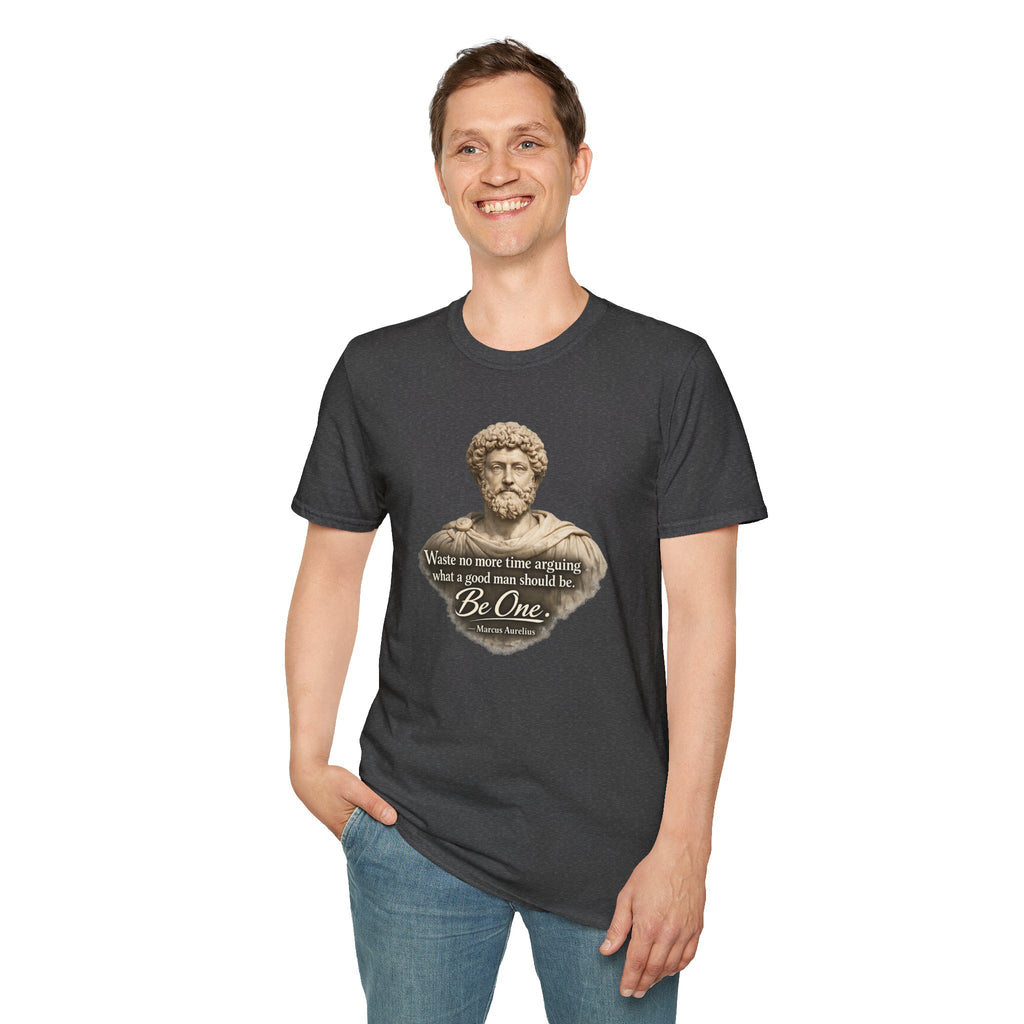 Marcus Aurelius Bust T-Shirt – “Waste No More Time...” Stoic Quote Tee